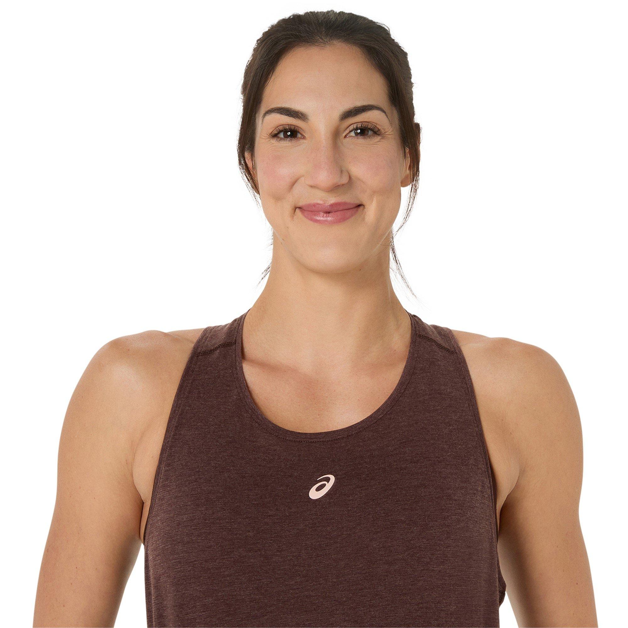 Coffee Heather - Asics - Nagino Run Adjustable Tank Womens - 4