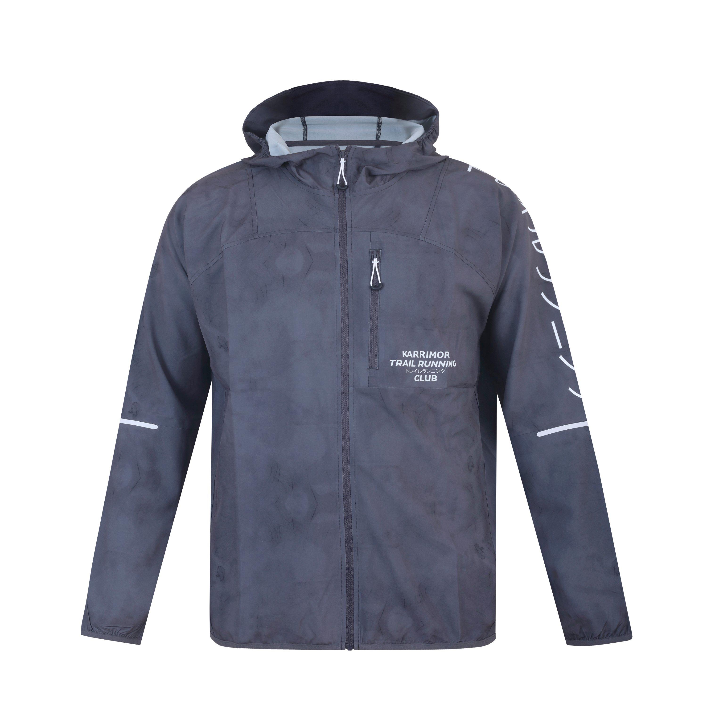 Grey - Karrimor - Men's Weather-Resistant Reflective Long Sleeve Full Zip Slim Fit Performance Running Jacket - 1