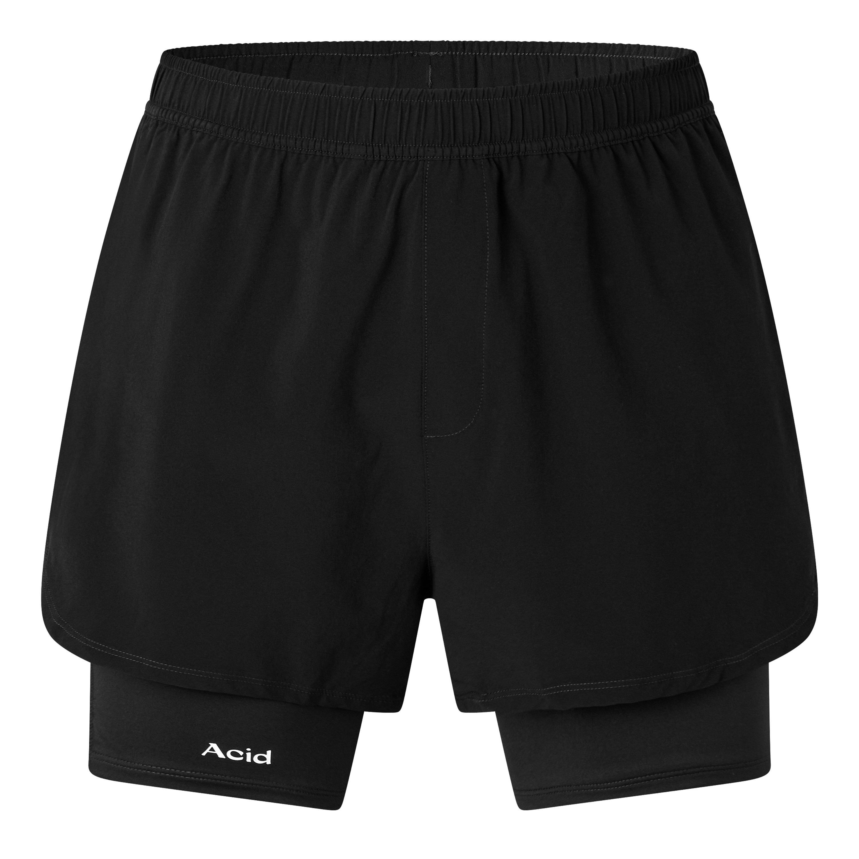 Black - Acid Running - 2-in-1 Running Shorts - 1