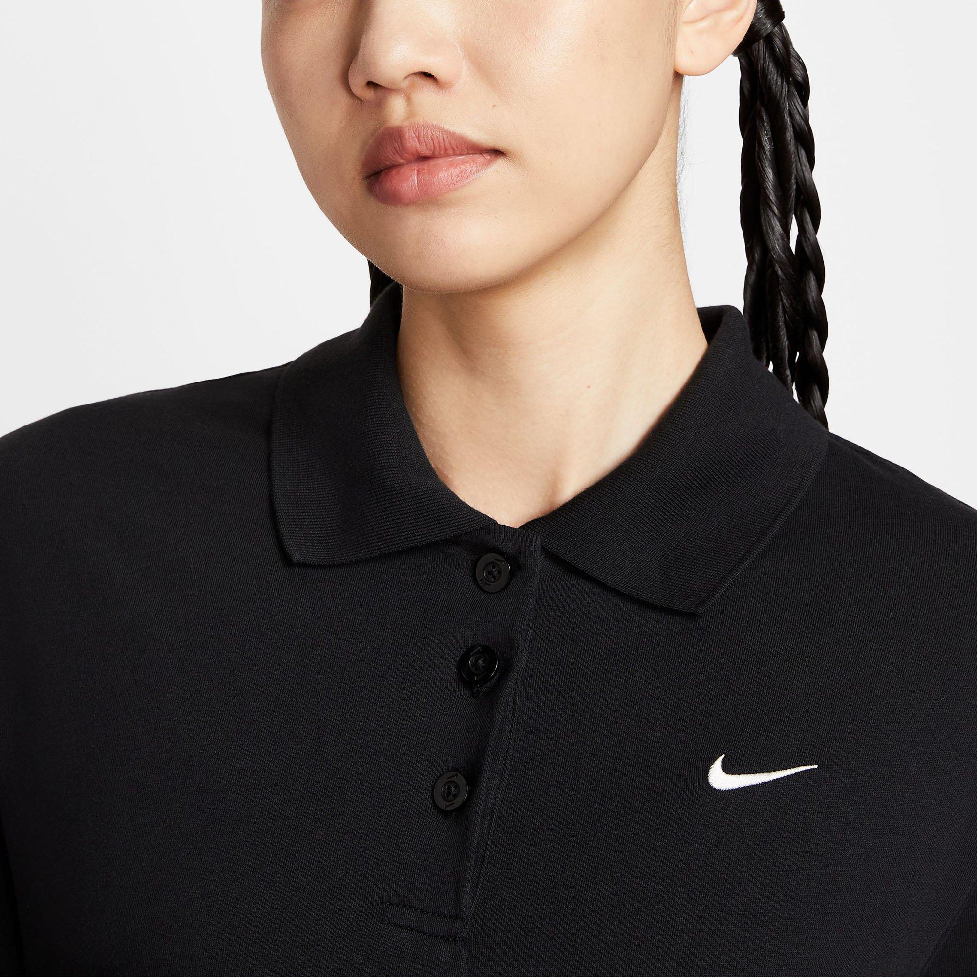 Black/Sail - Nike - Sportswear Essential Womens Short-Sleeve Polo Dress - 3