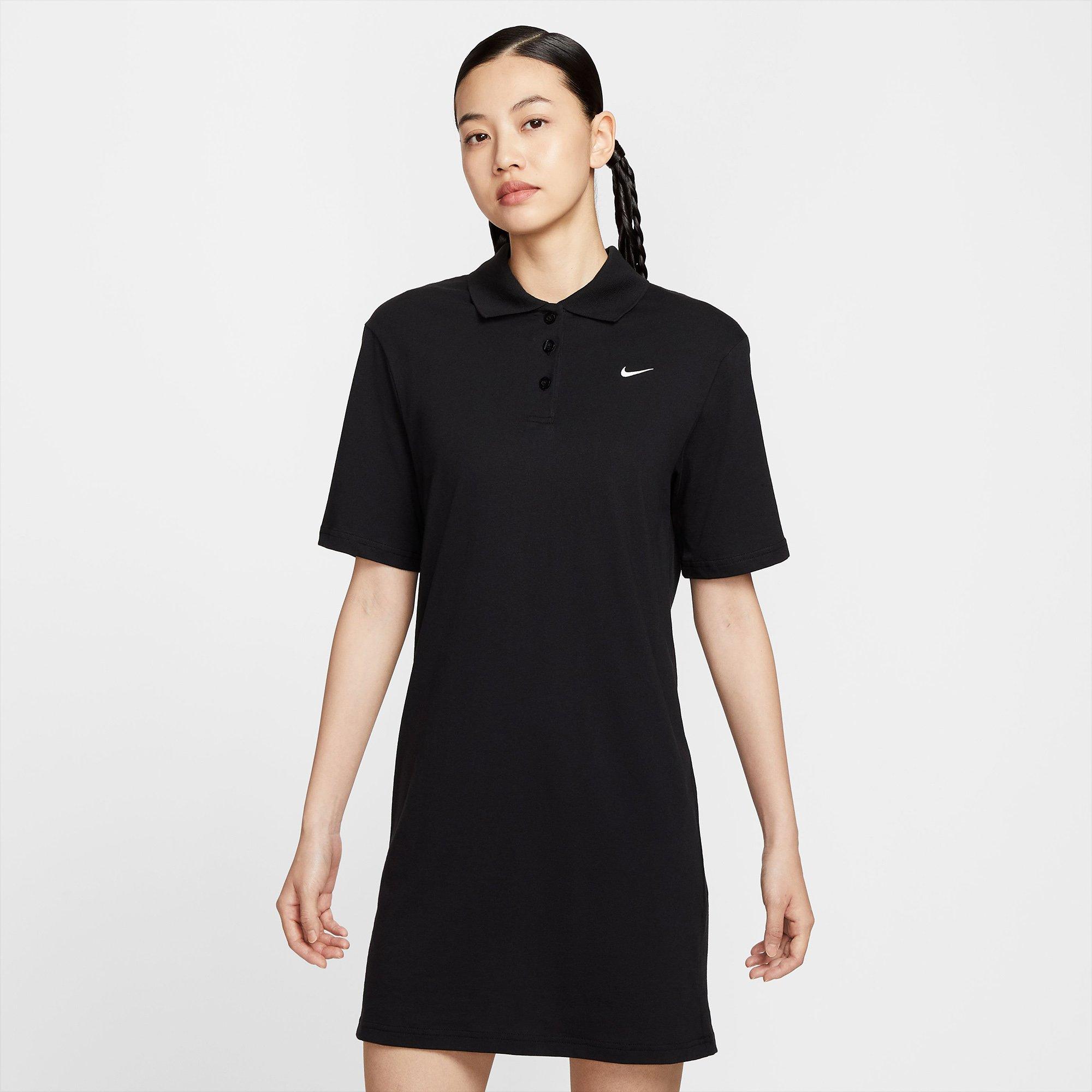 Black/Sail - Nike - Sportswear Essential Womens Short-Sleeve Polo Dress - 5