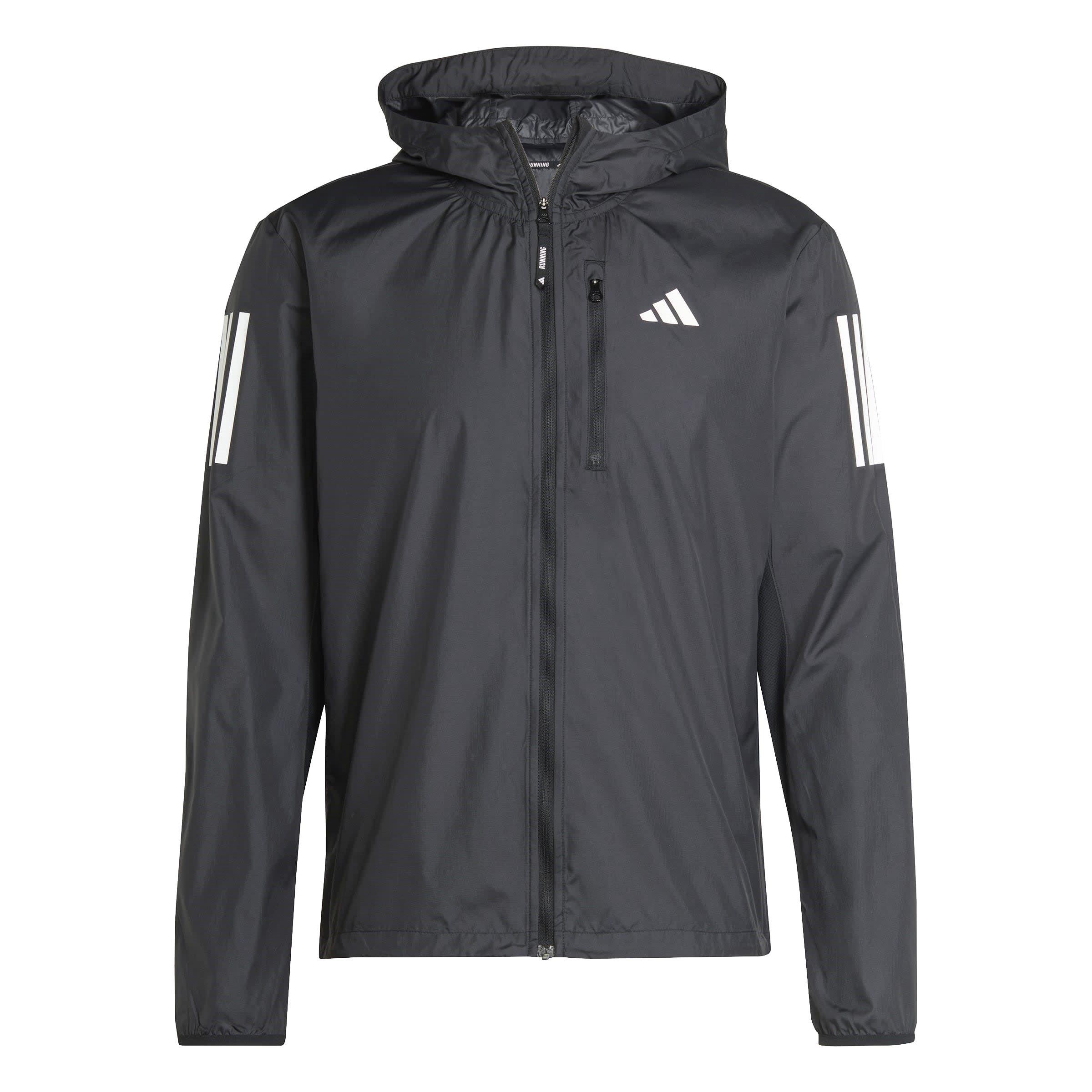 Black - adidas - Men's Moisture-Wicking Reflective Streamlined Fit Performance Running Jacket - 1