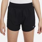 Noir/Blanc - Nike - One Big Kids' (Girls') Dri-FIT High-Waisted Woven Training Shorts - 1