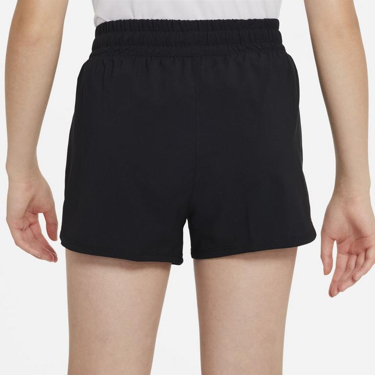 Noir/Blanc - Nike - One Big Kids' (Girls') Dri-FIT High-Waisted Woven Training Shorts - 2