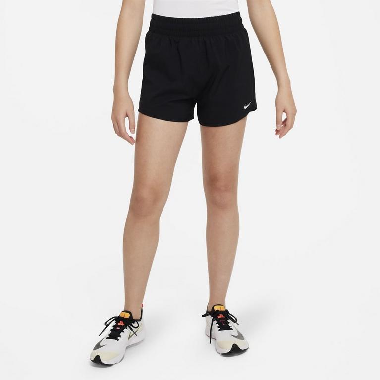 Noir/Blanc - Nike - One Big Kids' (Girls') Dri-FIT High-Waisted Woven Training Shorts - 3