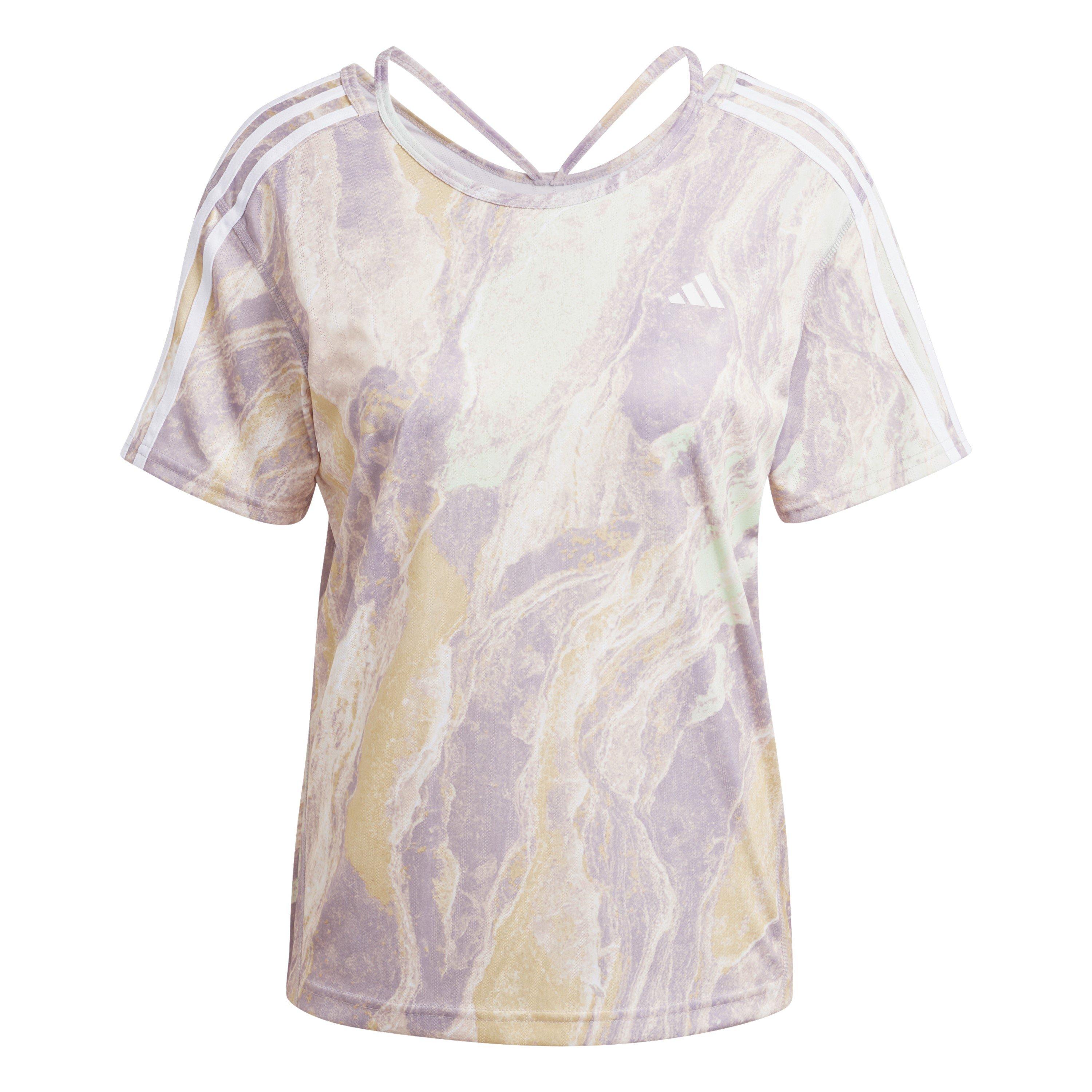 Adidas Women's Short Sleeve Performance Running Top - Beige - 6 (XXS)
