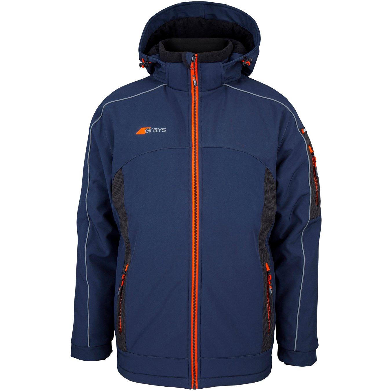 Navy - Grays Hockey - Men's Vector Water and Wind Resistant Detachable Hood Performance Training Jacket - 1