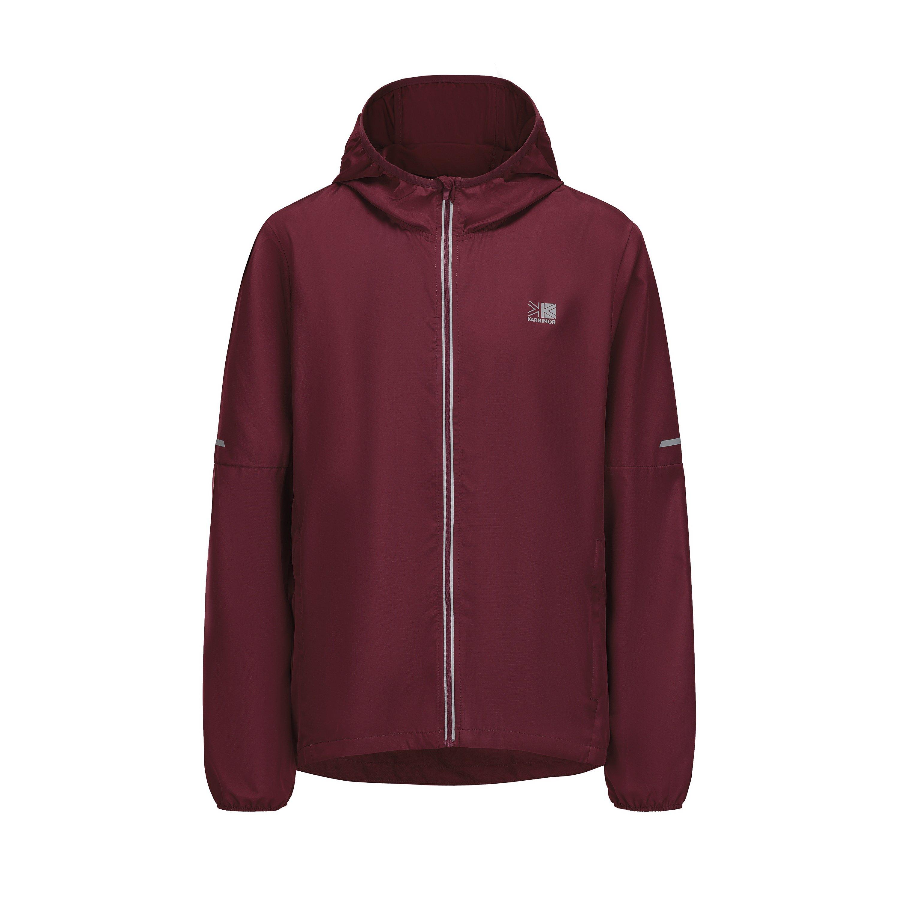 Karrimor Men's Water Resistant Hooded Long Sleeve Performance Running Jacket - Berry - L