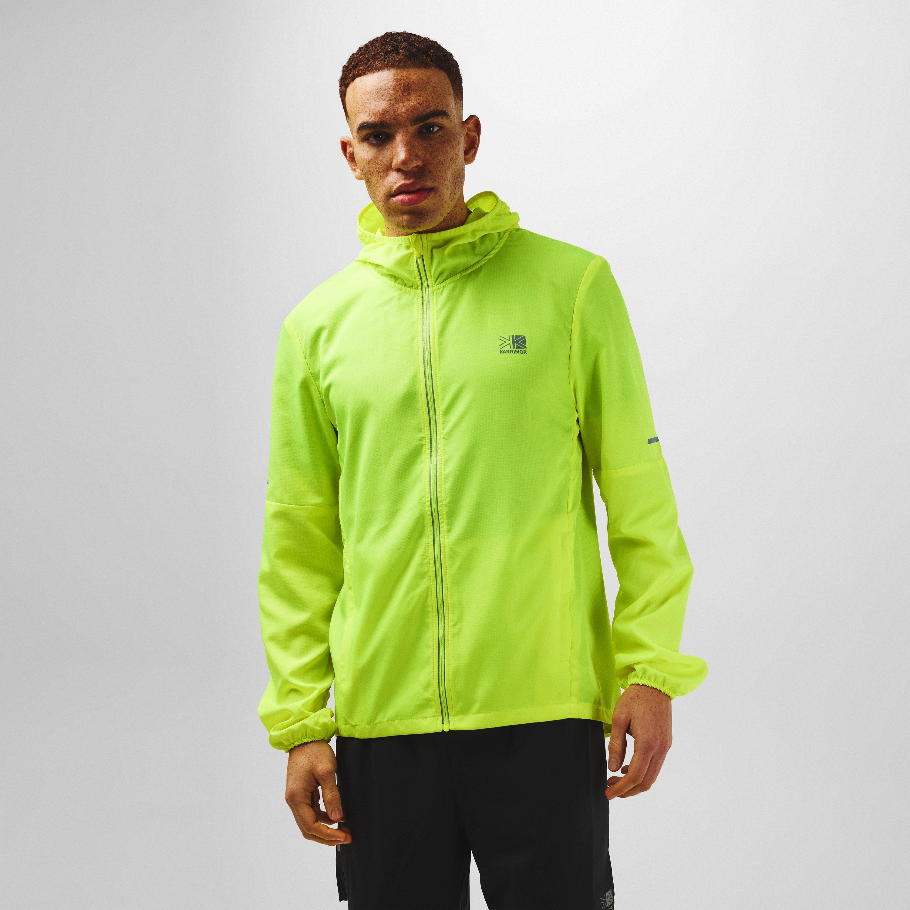 Fluo Yellow - Karrimor - Men's Water Resistant Hooded Long Sleeve Performance Running Jacket - 1