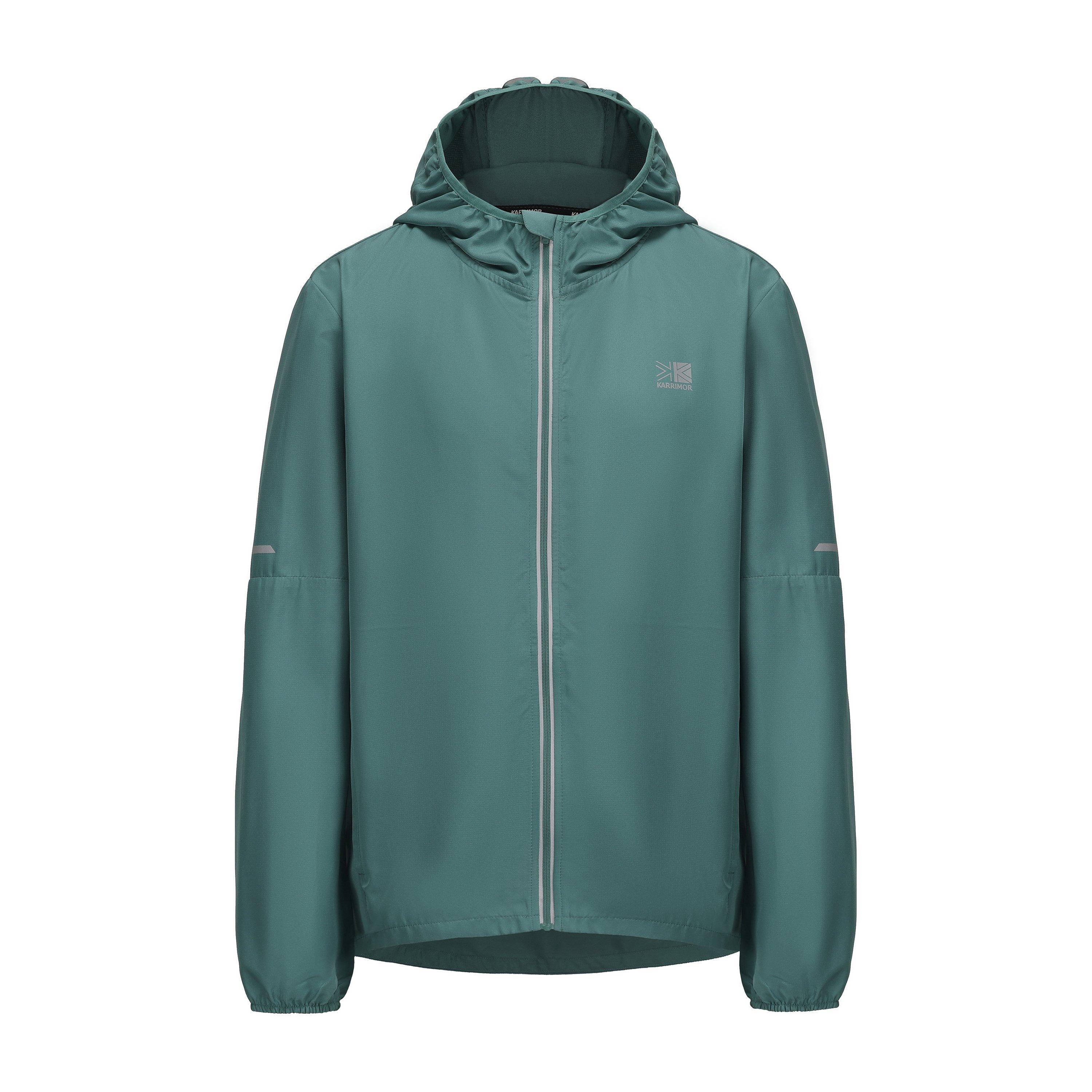 Karrimor Men's Water Resistant Hooded Long Sleeve Performance Running Jacket - Green Spruce - M