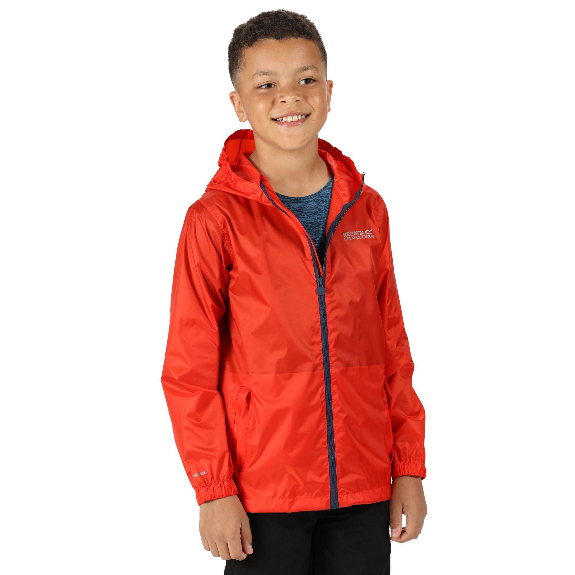 Amber Glow - Regatta - Unisex Kids Pack It Hooded Long Sleeve Waterproof Jacket - 2