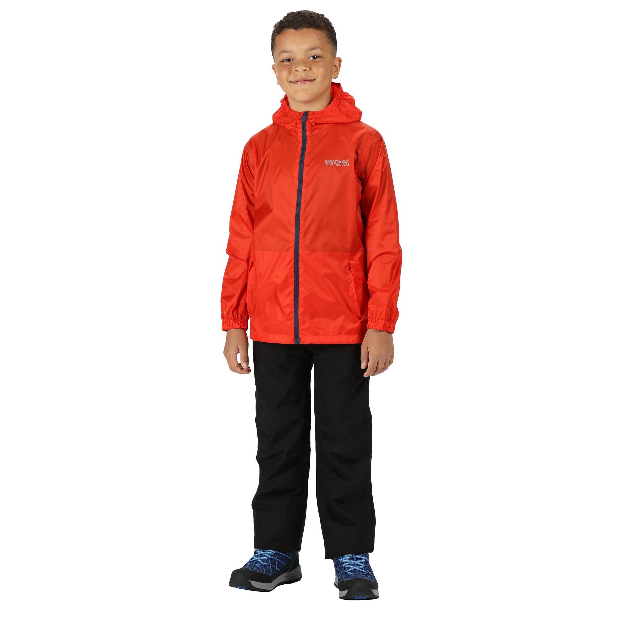 Amber Glow - Regatta - Unisex Kids Pack It Hooded Long Sleeve Waterproof Jacket - 5