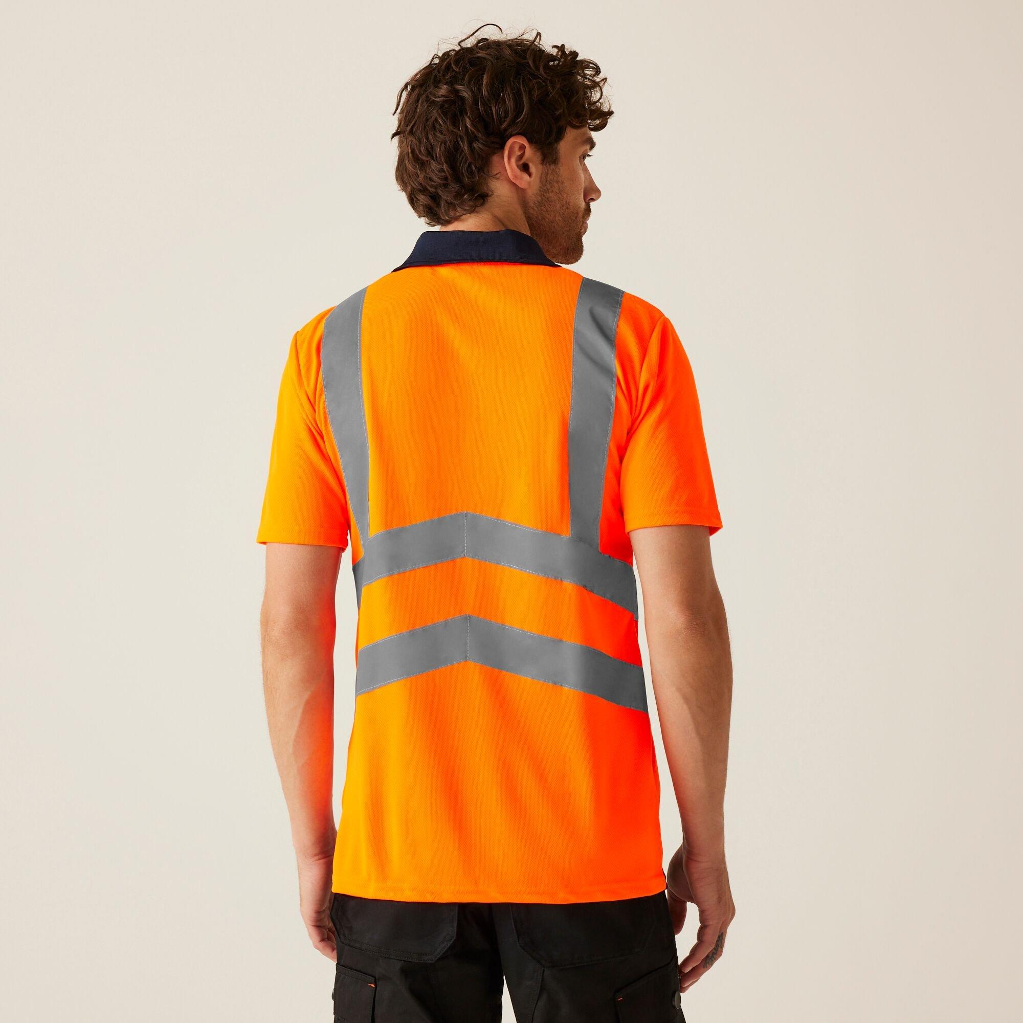 Orange/Navy - Regatta - Mens Hi Vis Pro Reflective Polo Work Shirt - 2