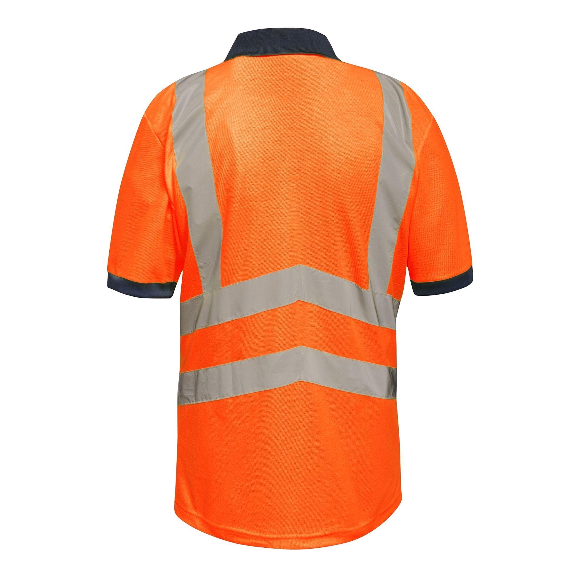 Orange/Navy - Regatta - Mens Hi Vis Pro Reflective Polo Work Shirt - 6