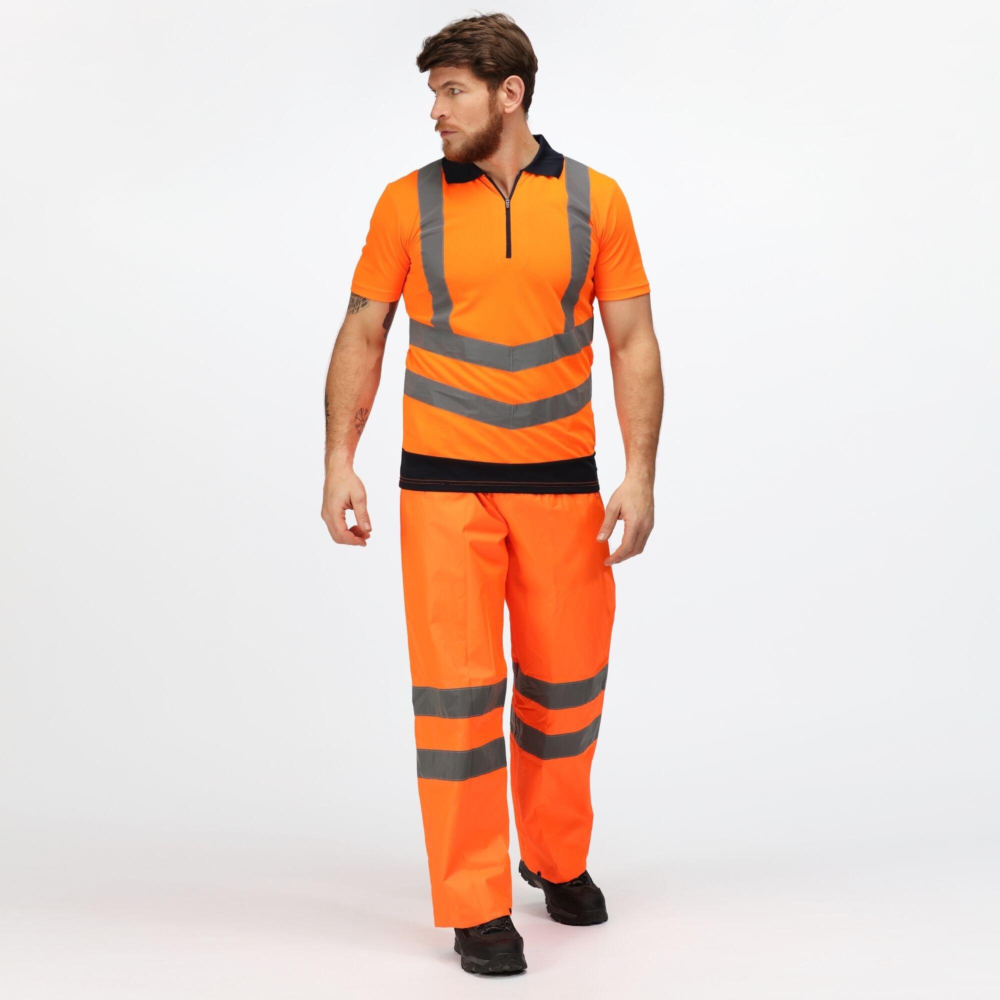 Orange/Navy - Regatta - Mens Hi Vis Pro Reflective Polo Work Shirt - 7