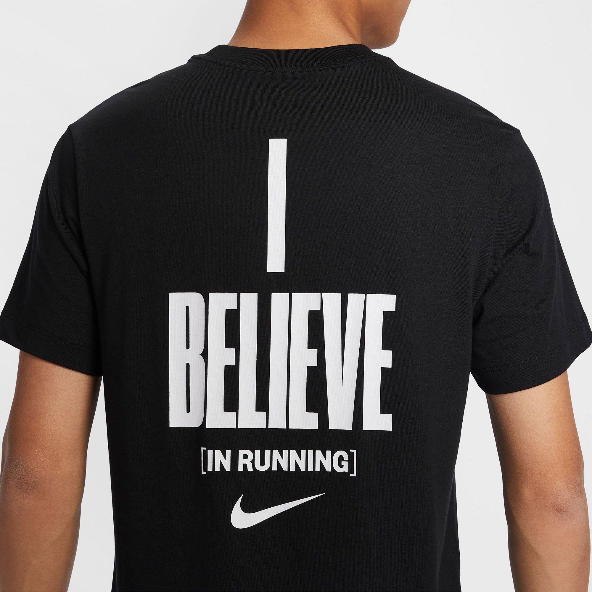 Black - Nike - I Believe In Running Mens Running T-Shirt - 5