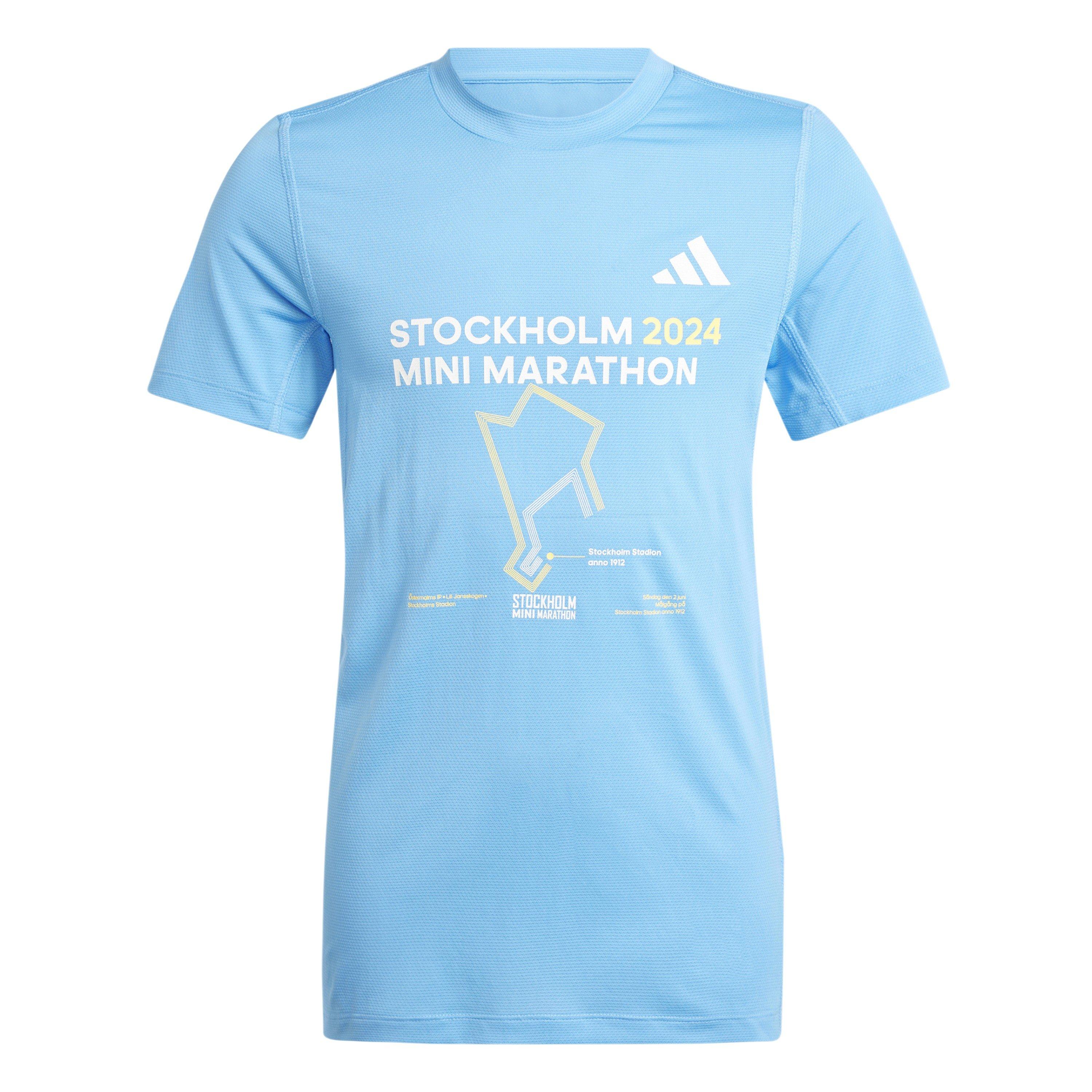 Adidas Boys Kids' Mini Marathon Short Sleeve Performance Running Top - Blue Burst - 15-16 Years