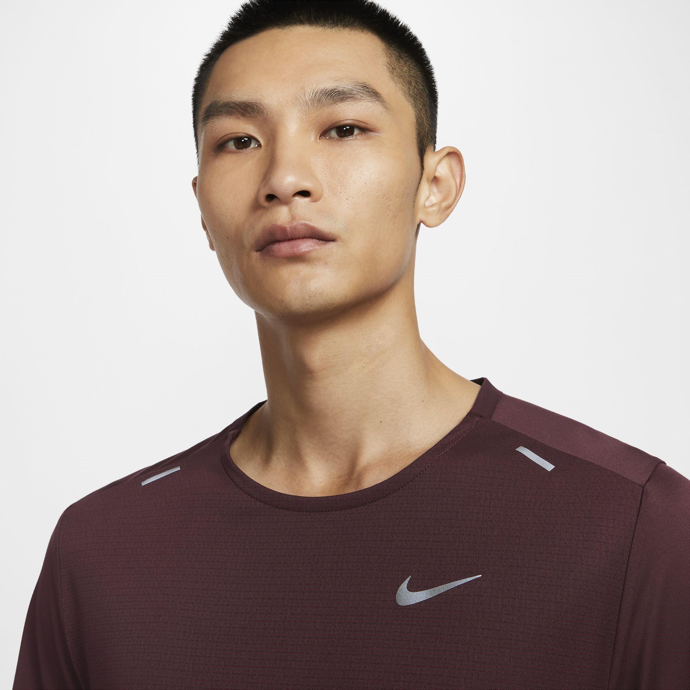 Burgundy/Silver - Nike - Dri FIT Rise 365 Mens Running T Shirt - 3