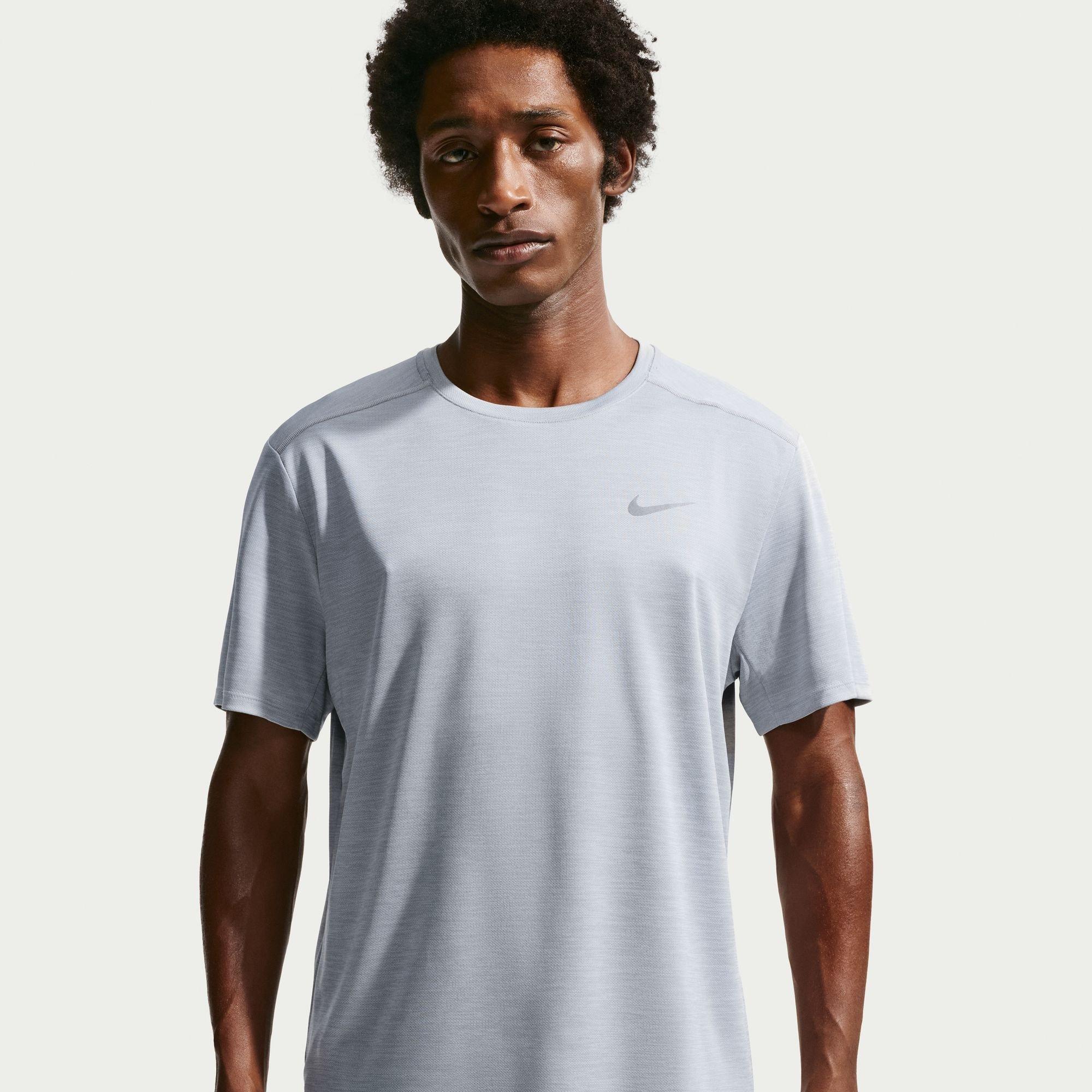Grey - Nike - DriFit Miler Running Top Mens - 1