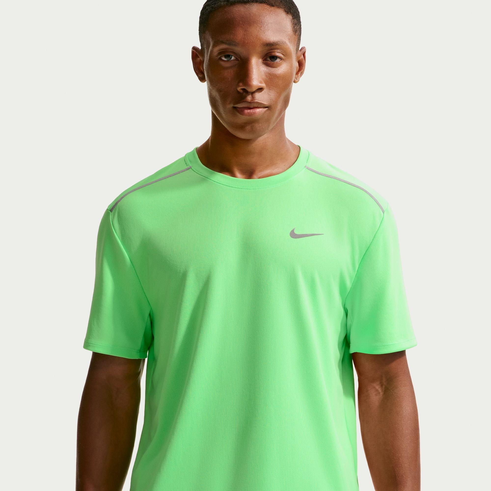 Nike Men's Drifit Miler Running Top - Green/Silver - L