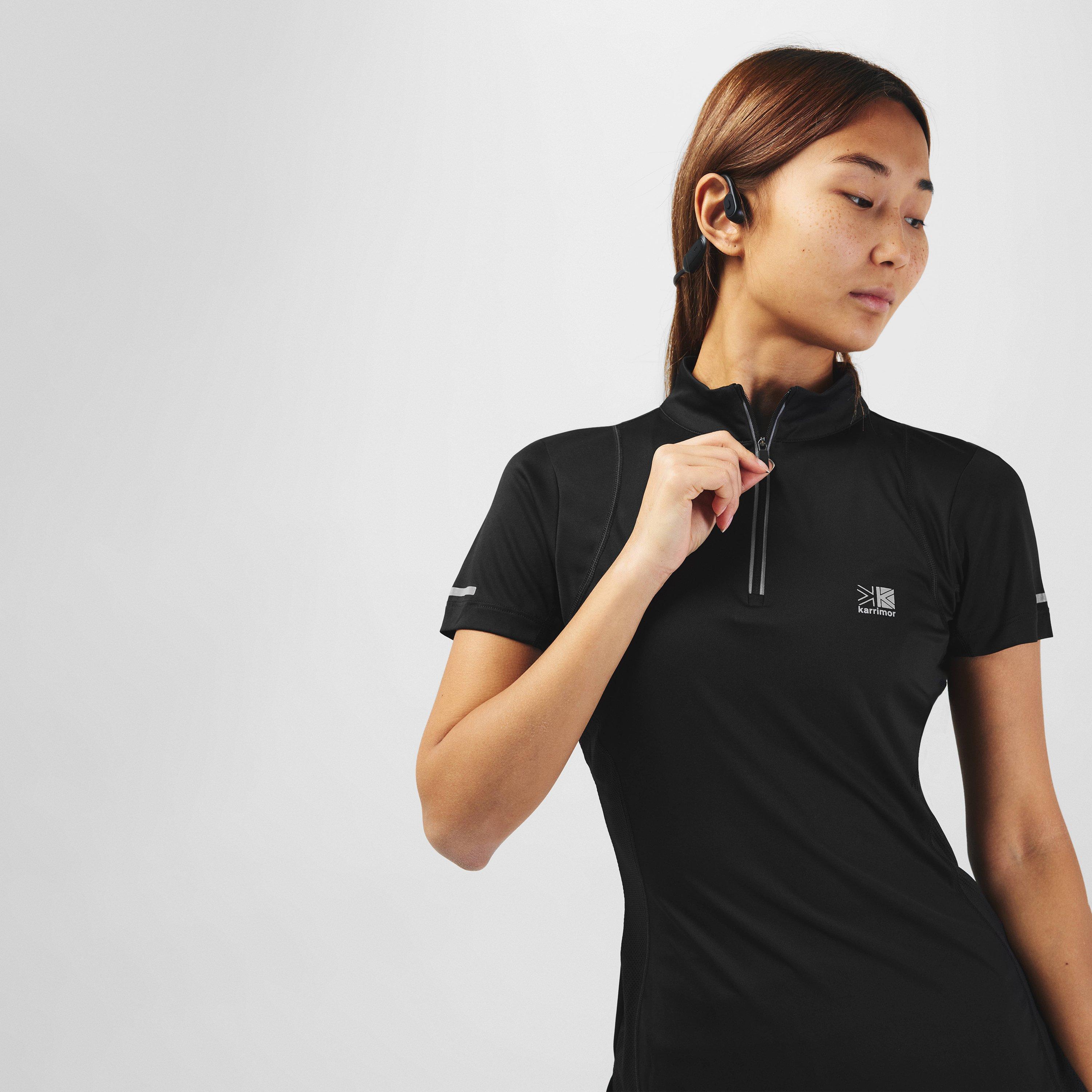 Schwarz - Karrimor - Womens Short Sleeve 1/4 Zip T-Shirt - 6