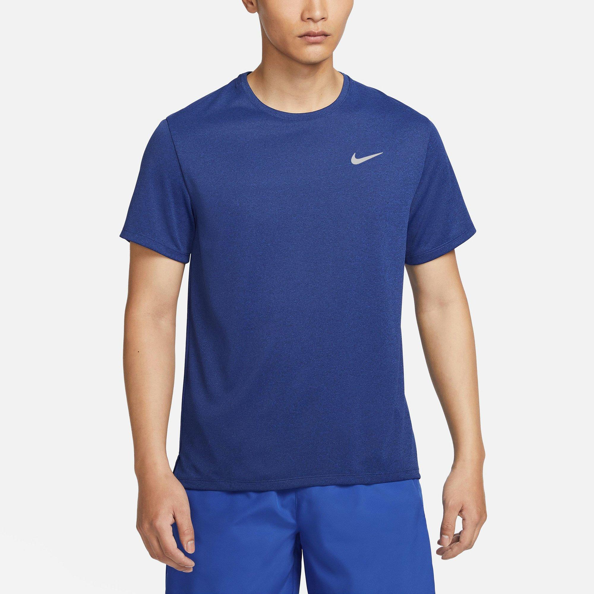 nike miler dri fit short sleeve t shirt blue