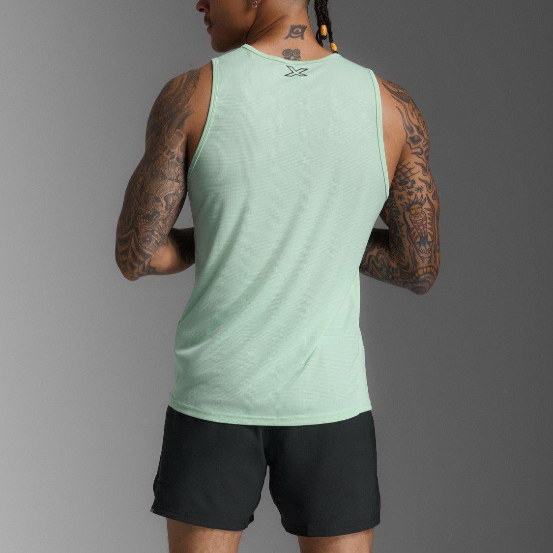 D.Mint/Blk Ref - 2XU - Aero Mens Performance Tank - 2