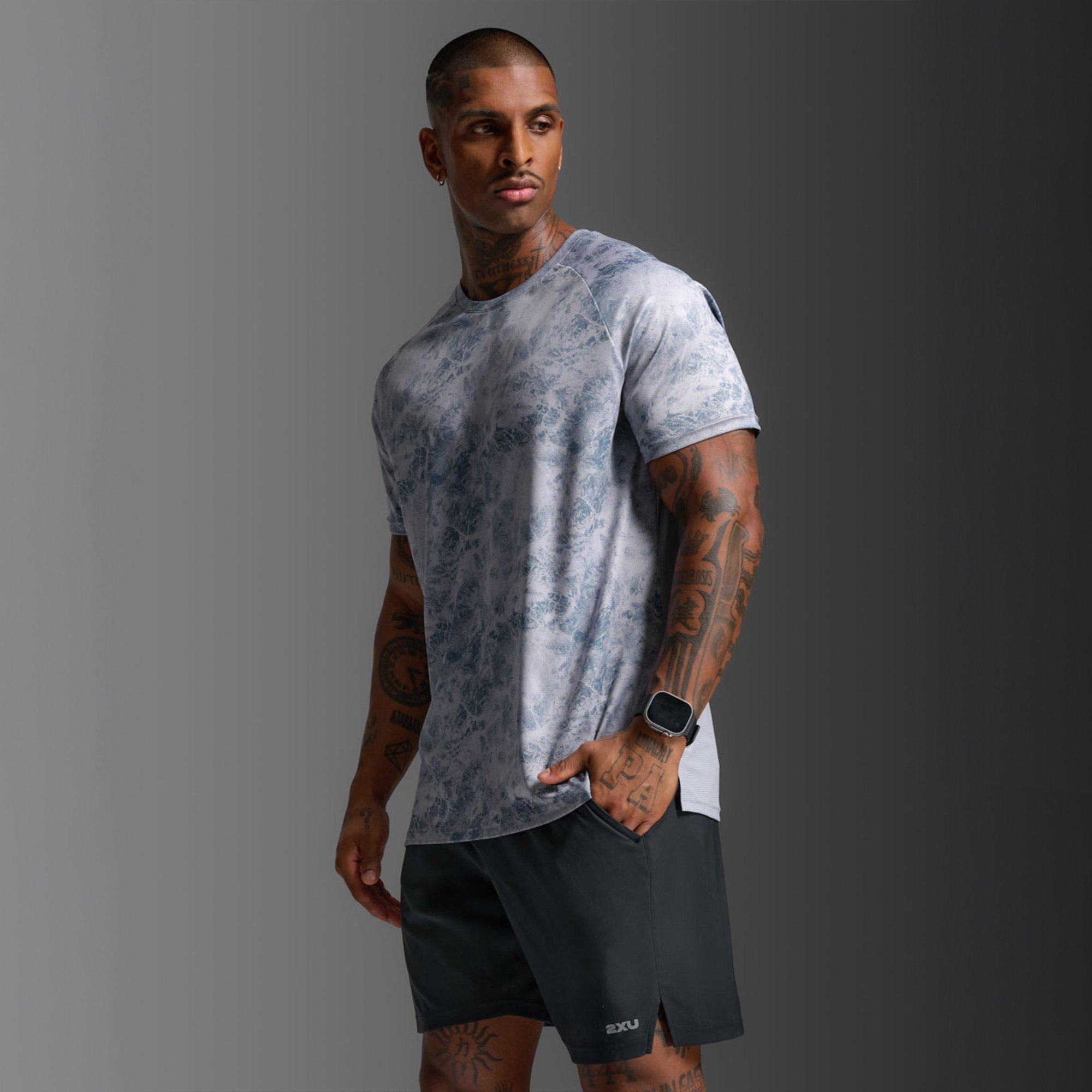 W.Marble/Blk - 2XU - Men's Aero Mesh Short Sleeve Performance Running Top - 6