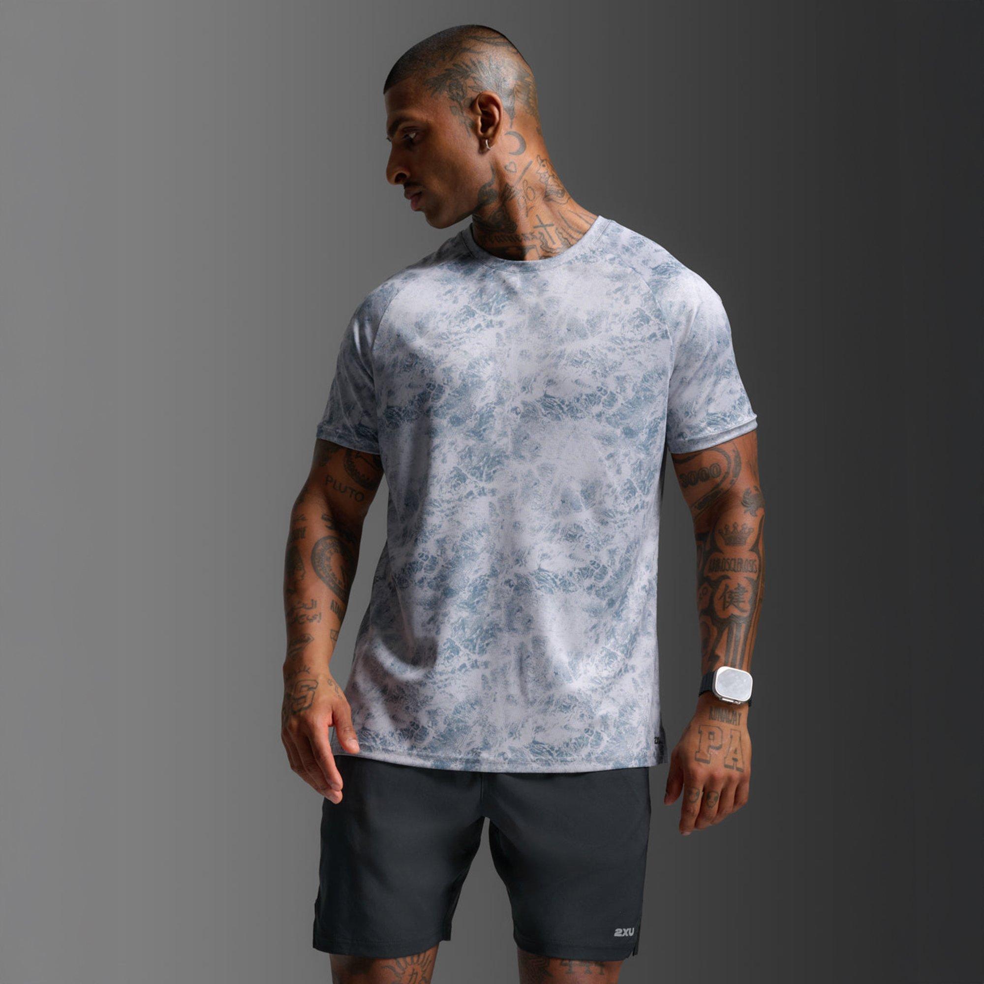 W.Marble/Blk - 2XU - Men's Aero Mesh Short Sleeve Performance Running Top - 7