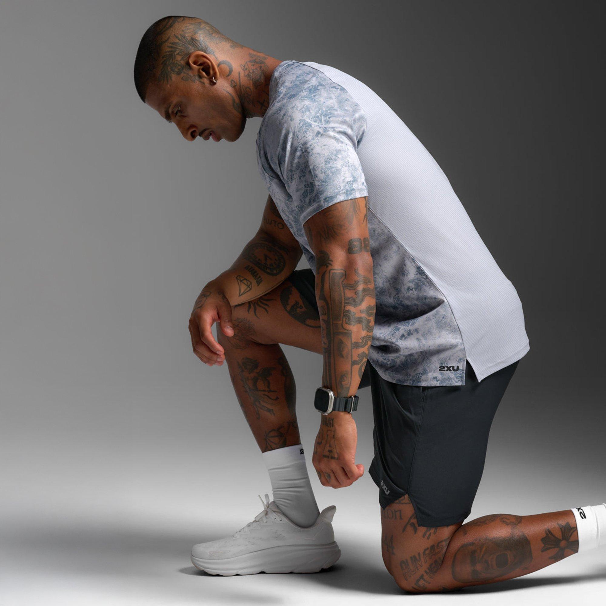 W.Marble/Blk - 2XU - Men's Aero Mesh Short Sleeve Performance Running Top - 8