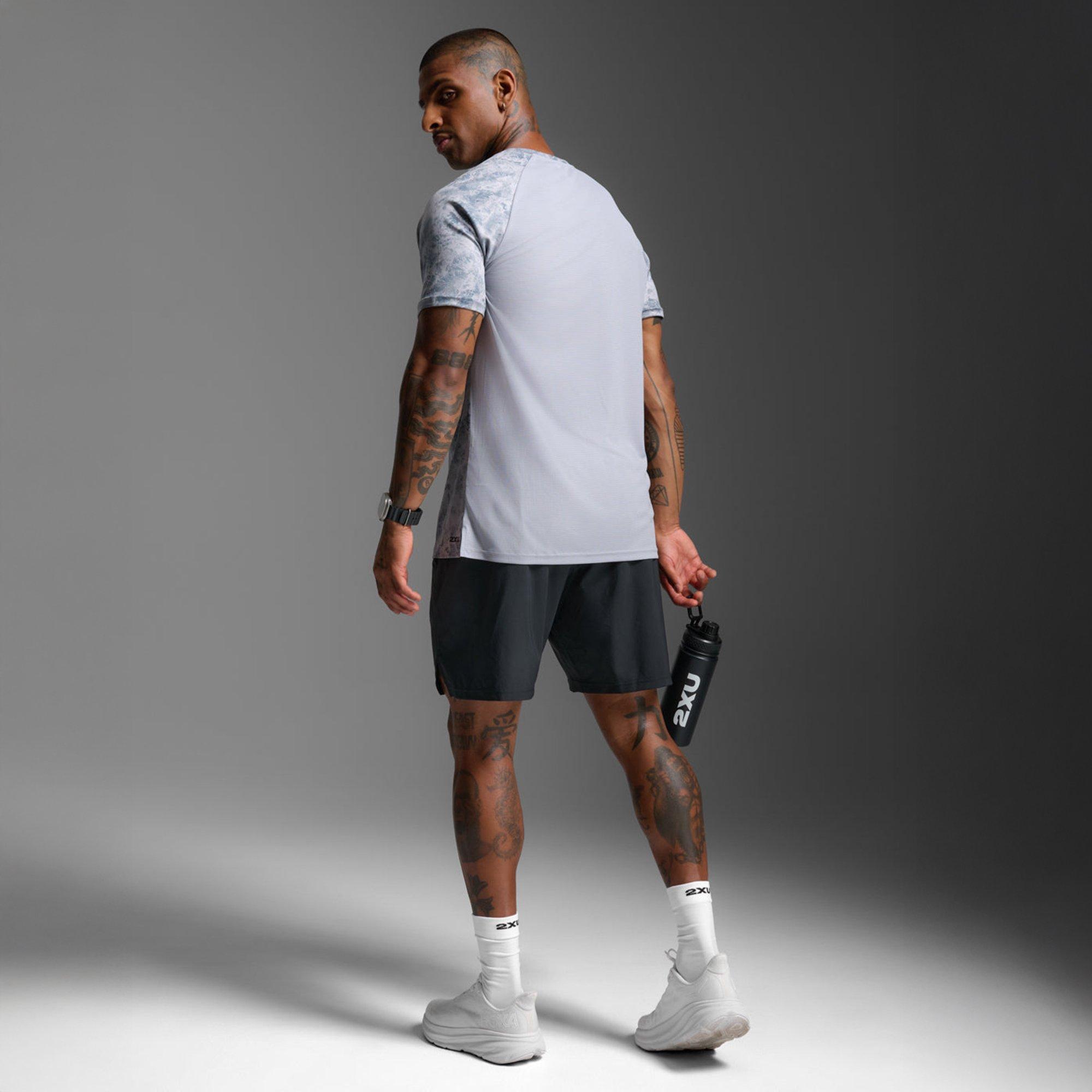 W.Marble/Blk - 2XU - Men's Aero Mesh Short Sleeve Performance Running Top - 9