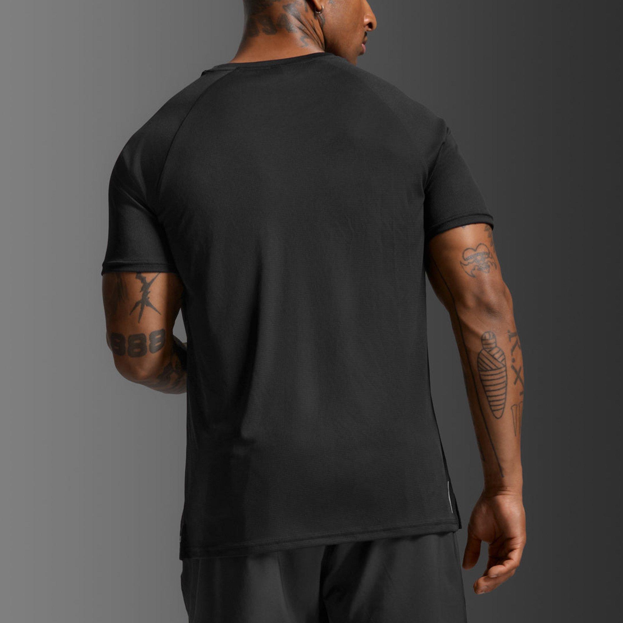 Black/Silver - 2XU - Men's Aero Mesh Short Sleeve Performance Running Top - 2