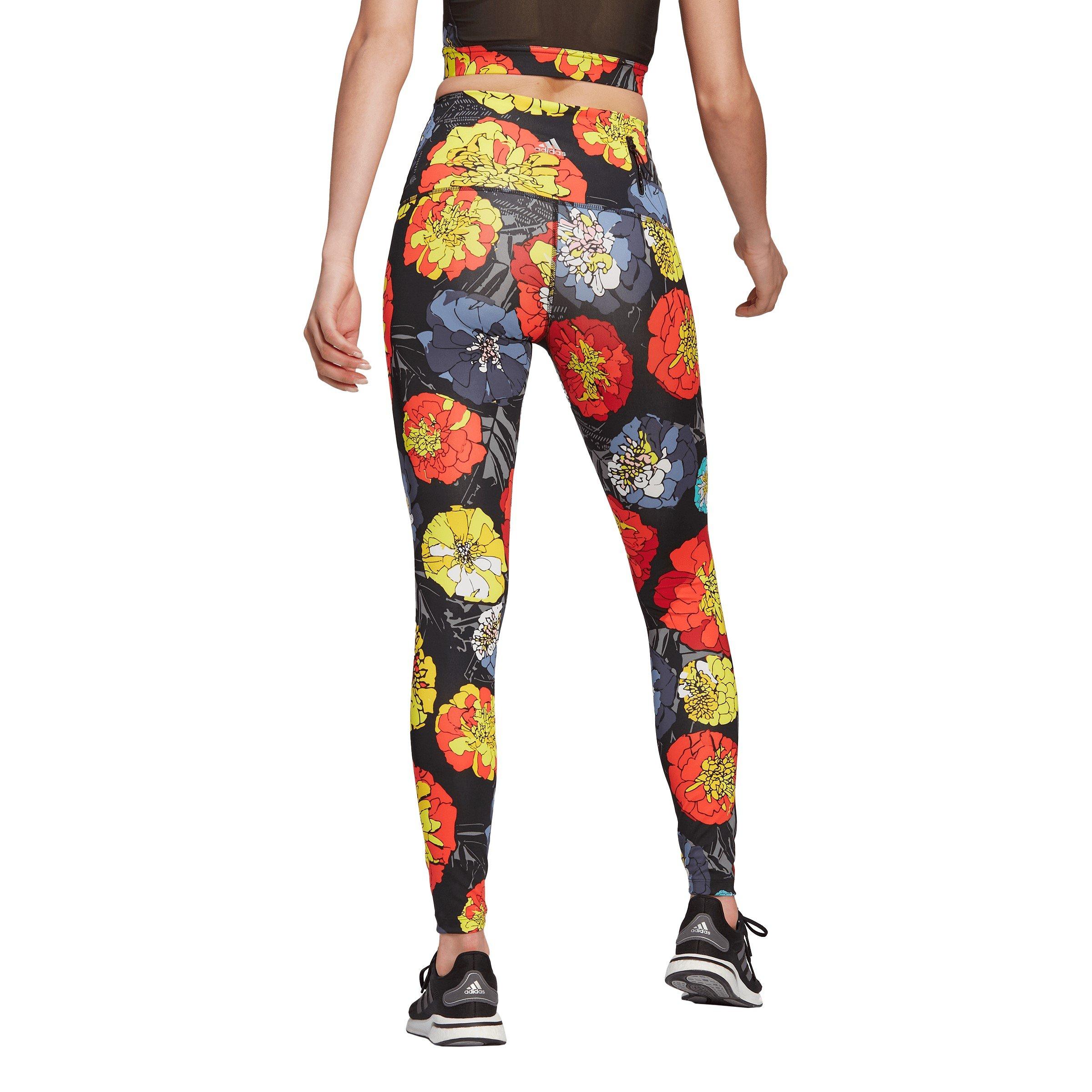 Black/Brired - adidas - Floral Running Leggings Womens - 3