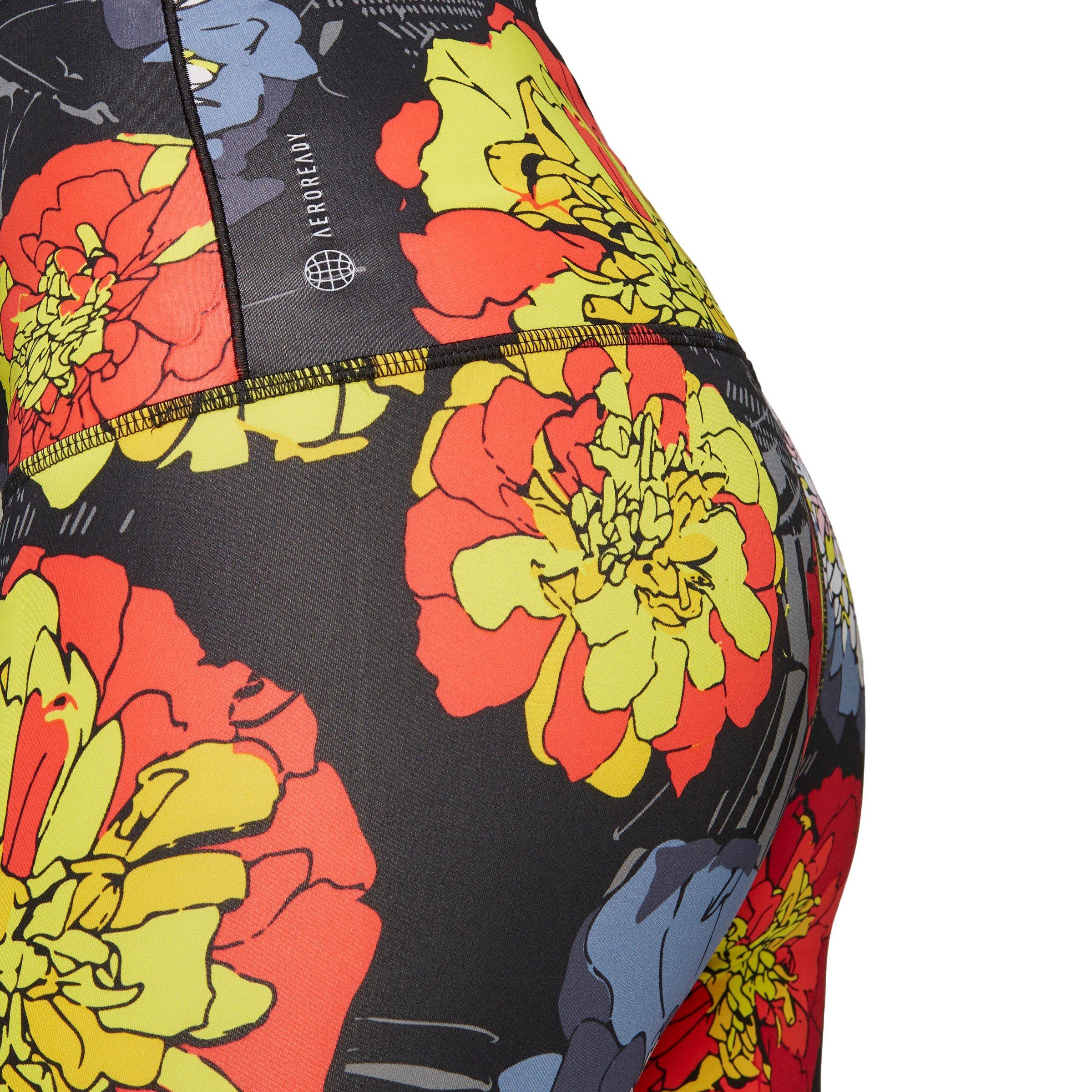 Black/Brired - adidas - Floral Running Leggings Womens - 6