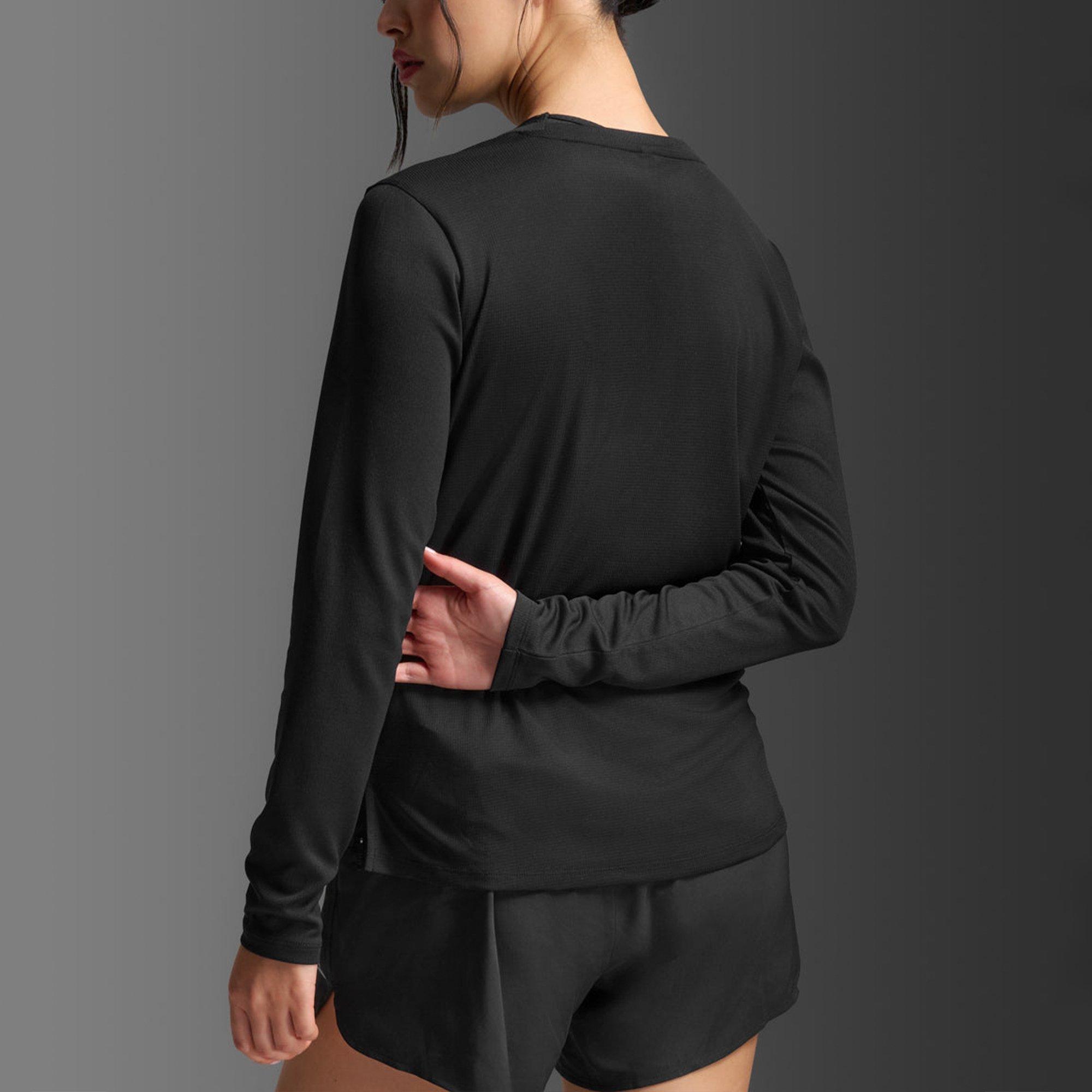 Black/Silver - 2XU - Women's Aero Mesh Long Sleeve Performance Running Top - 2