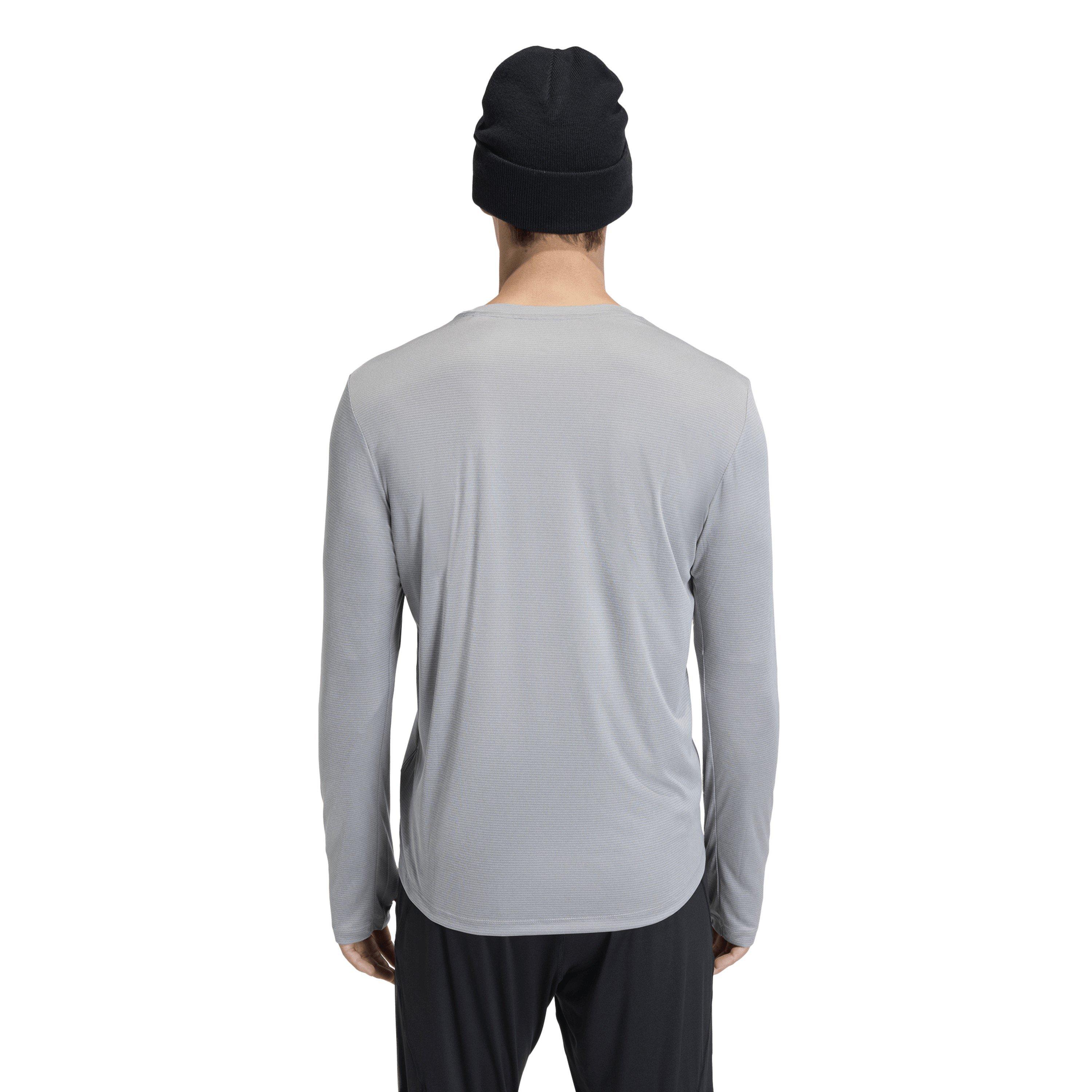 M.Grey Heather - adidas - Run Ess Long Sleeve Performance Running Top - 3
