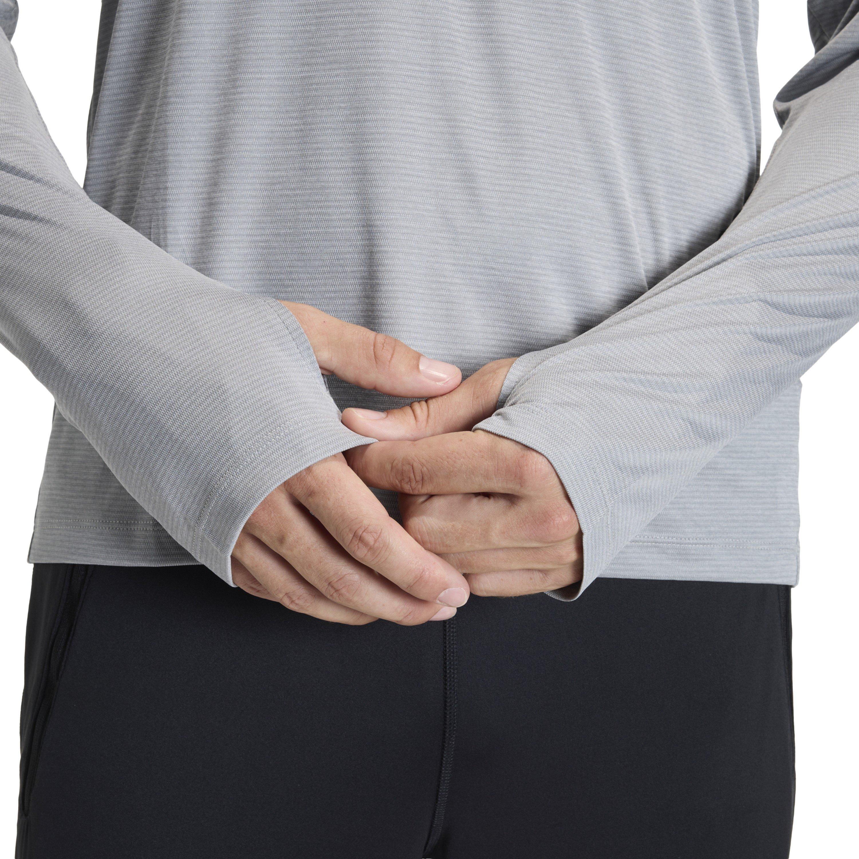 M.Grey Heather - adidas - Run Ess Long Sleeve Performance Running Top - 4