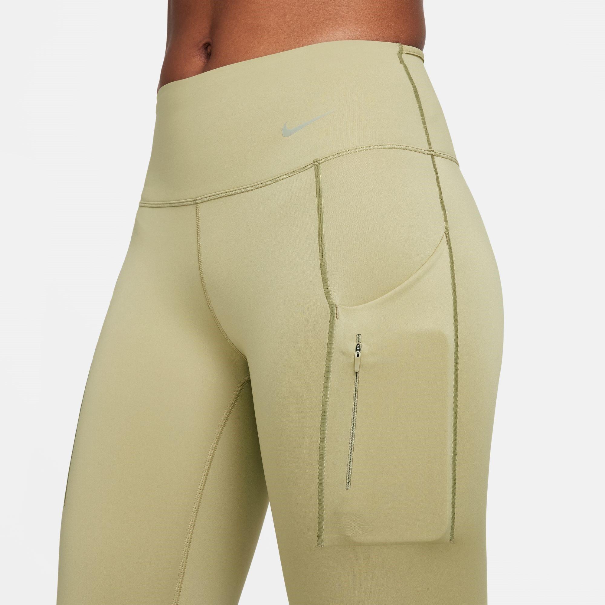 Olive/Black - Nike - Dri-FIT Go Women's Firm-Support Mid-Rise 7/8 Leggings with Pockets - 9