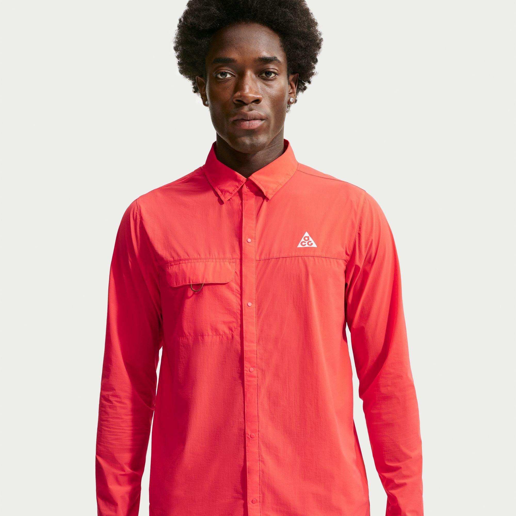 Carmesí/Blanco - Nike - Men's Half Zip Long Sleeve Running T-Shirt - 1