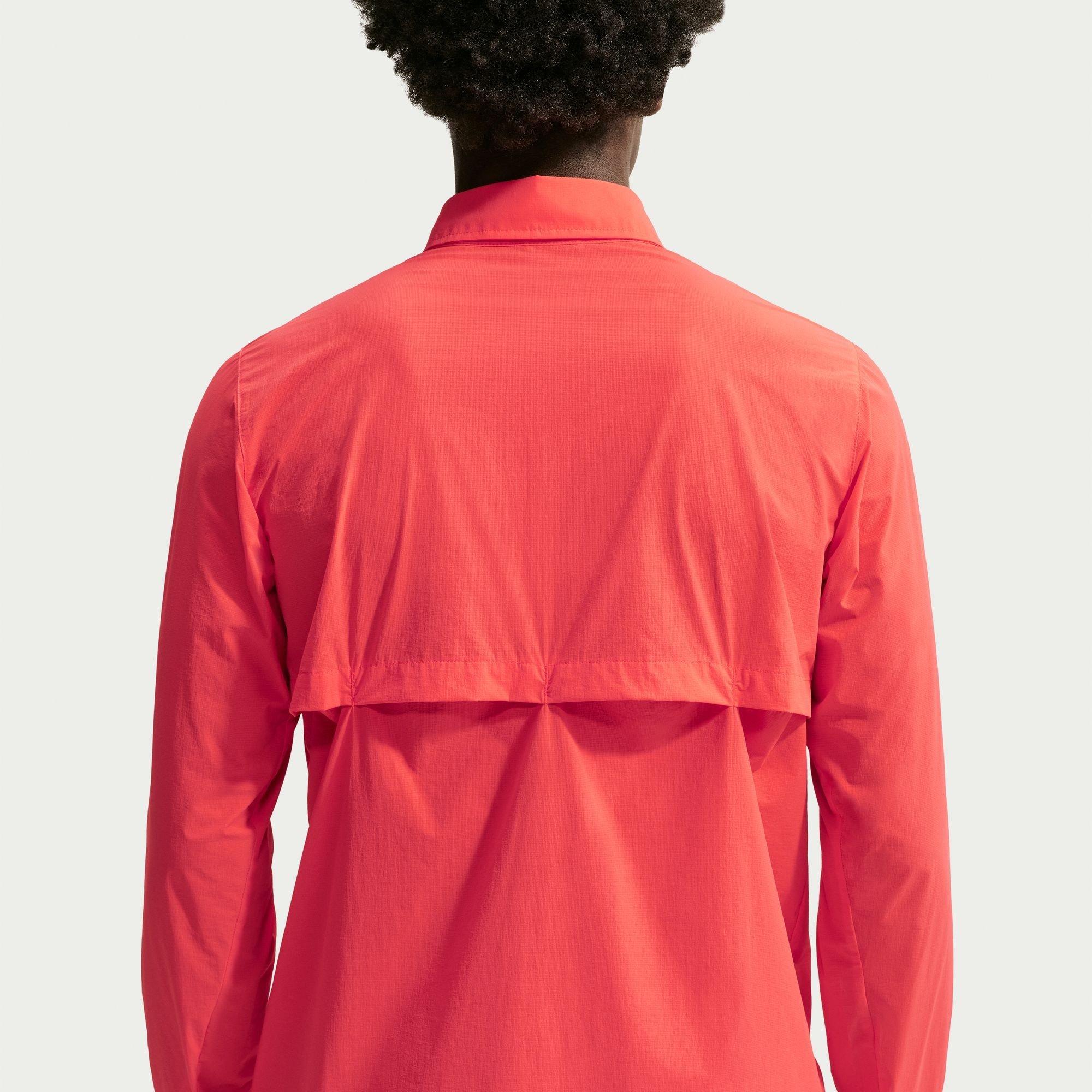 Carmesí/Blanco - Nike - Men's Half Zip Long Sleeve Running T-Shirt - 2