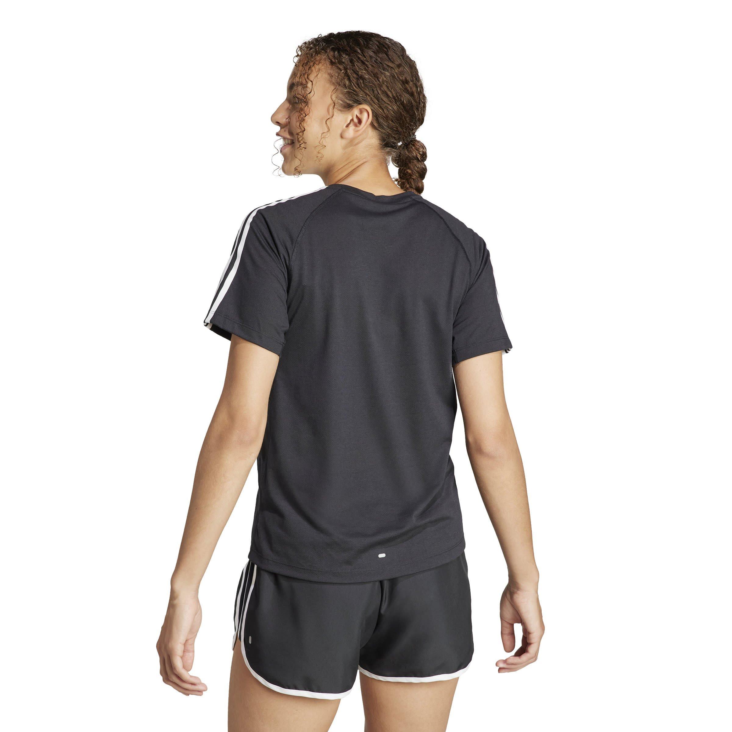 Black - adidas - Own The Run Stripe Essential Short-Sleeve Performance Running Top - 3