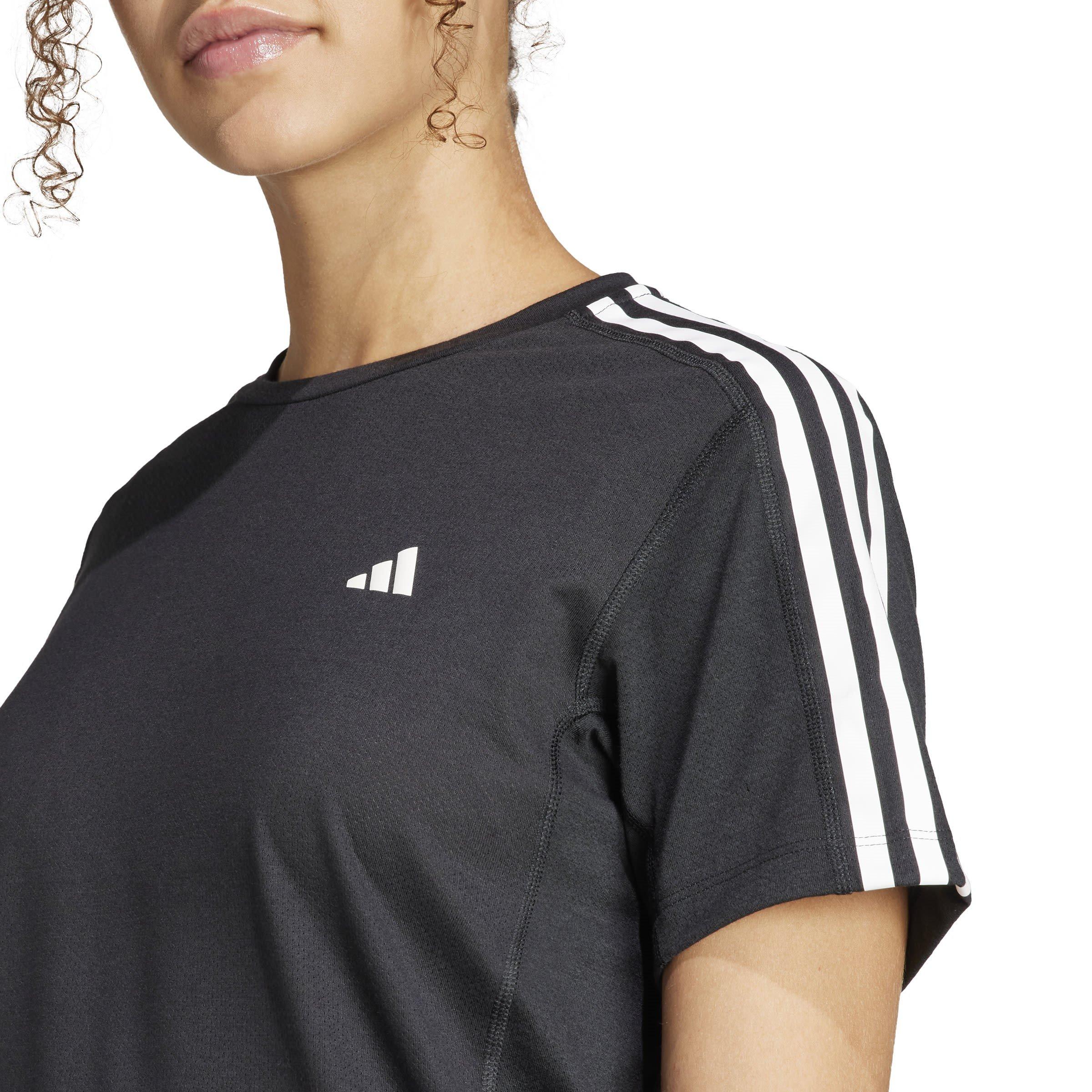 Black - adidas - Own The Run Stripe Essential Short-Sleeve Performance Running Top - 5