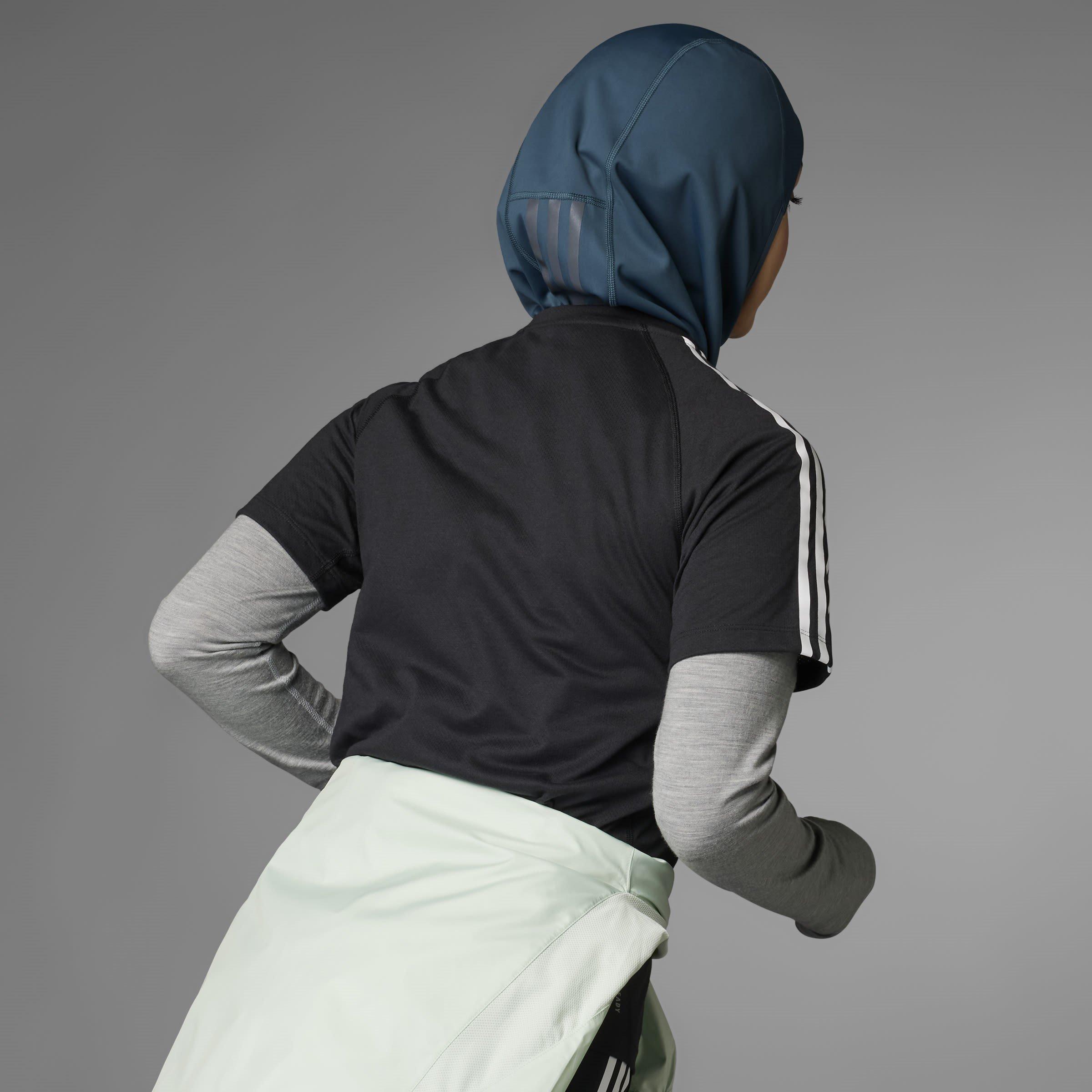 Black - adidas - Own The Run Stripe Essential Short-Sleeve Performance Running Top - 8