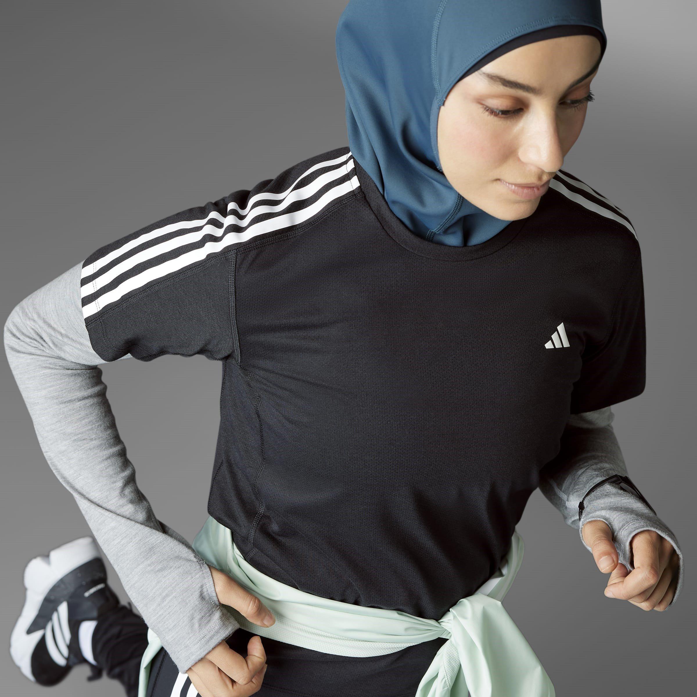 Black - adidas - Own The Run Stripe Essential Short-Sleeve Performance Running Top - 10