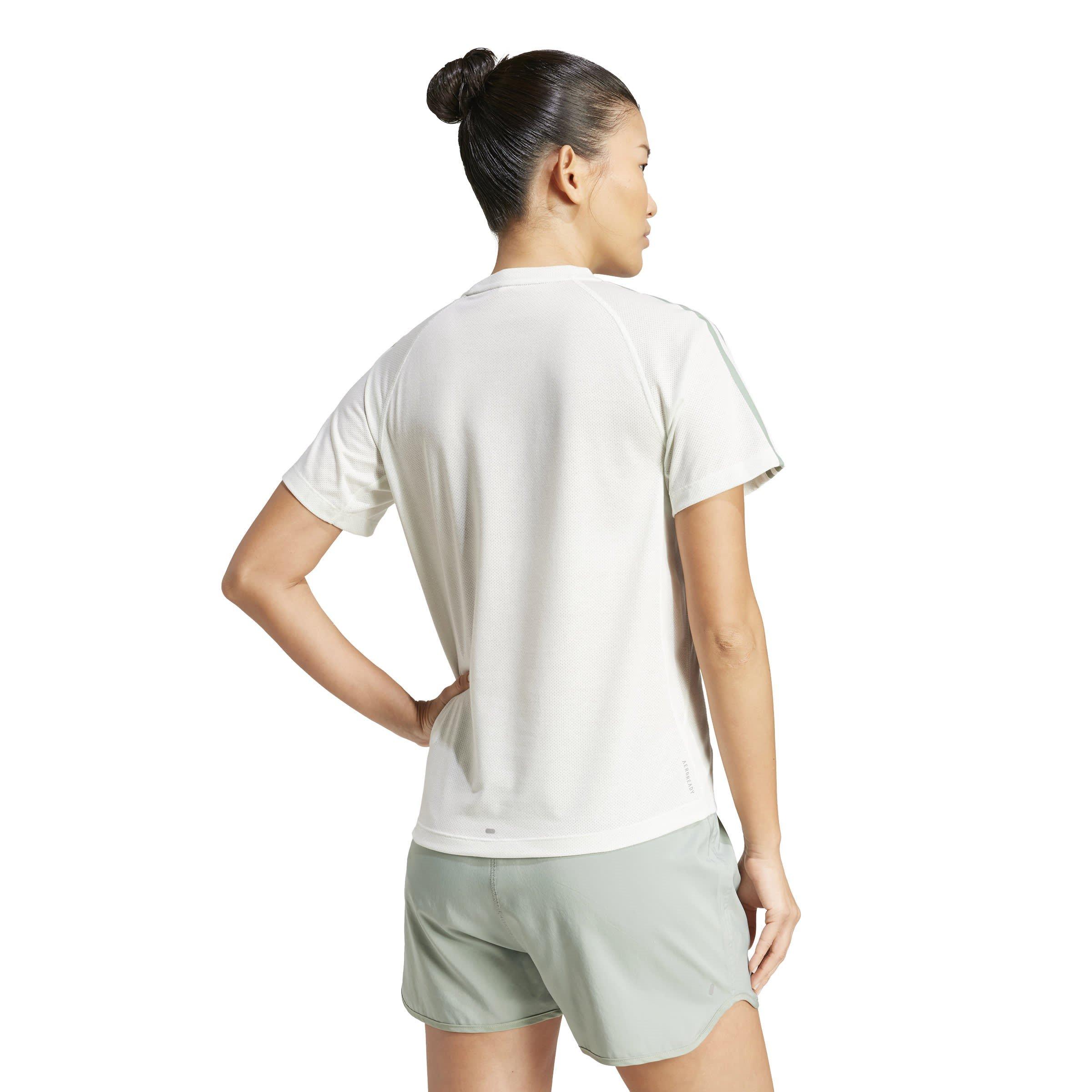 Crystal Jade - adidas - Women's Own The Run Stripe Essential Short-Sleeve Performance Running Top - 3