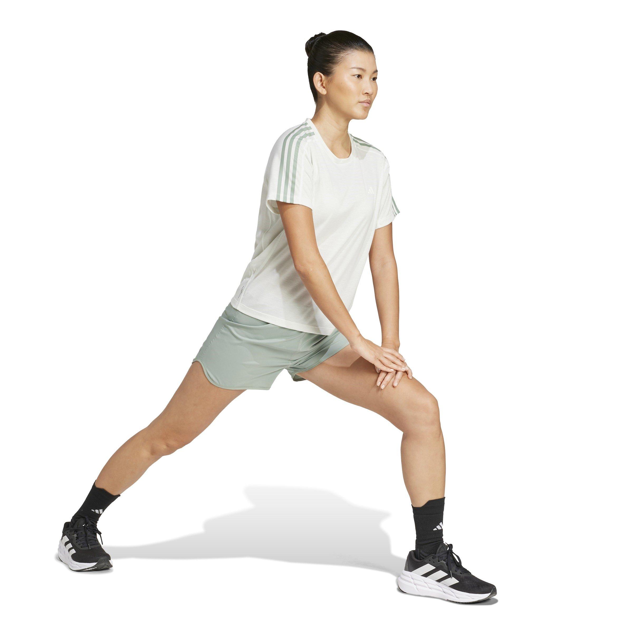 Crystal Jade - adidas - Women's Own The Run Stripe Essential Short-Sleeve Performance Running Top - 4