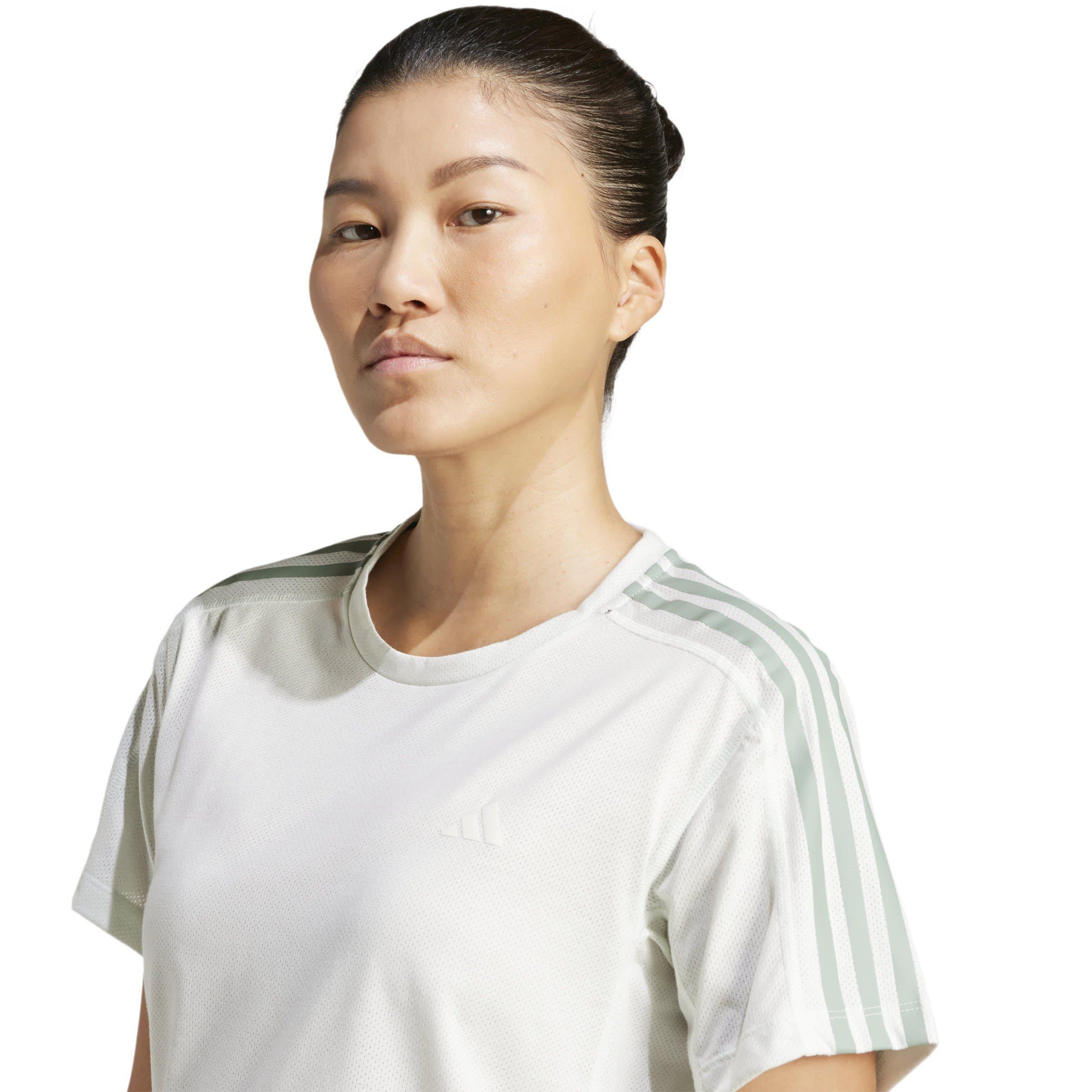 Crystal Jade - adidas - Women's Own The Run Stripe Essential Short-Sleeve Performance Running Top - 5
