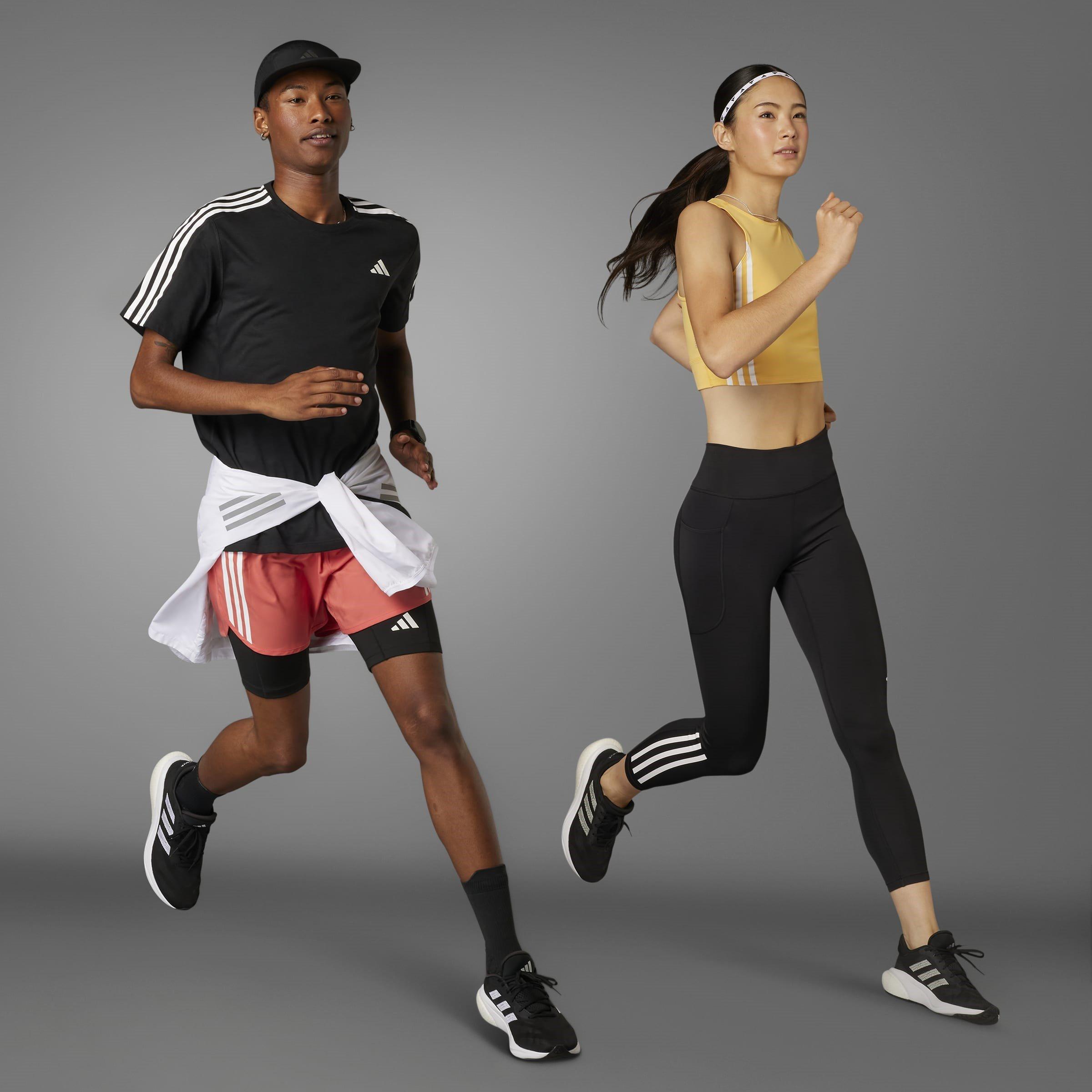 Black - adidas - Own the Run 3-Stripes Mens Performance T-Shirt - 12