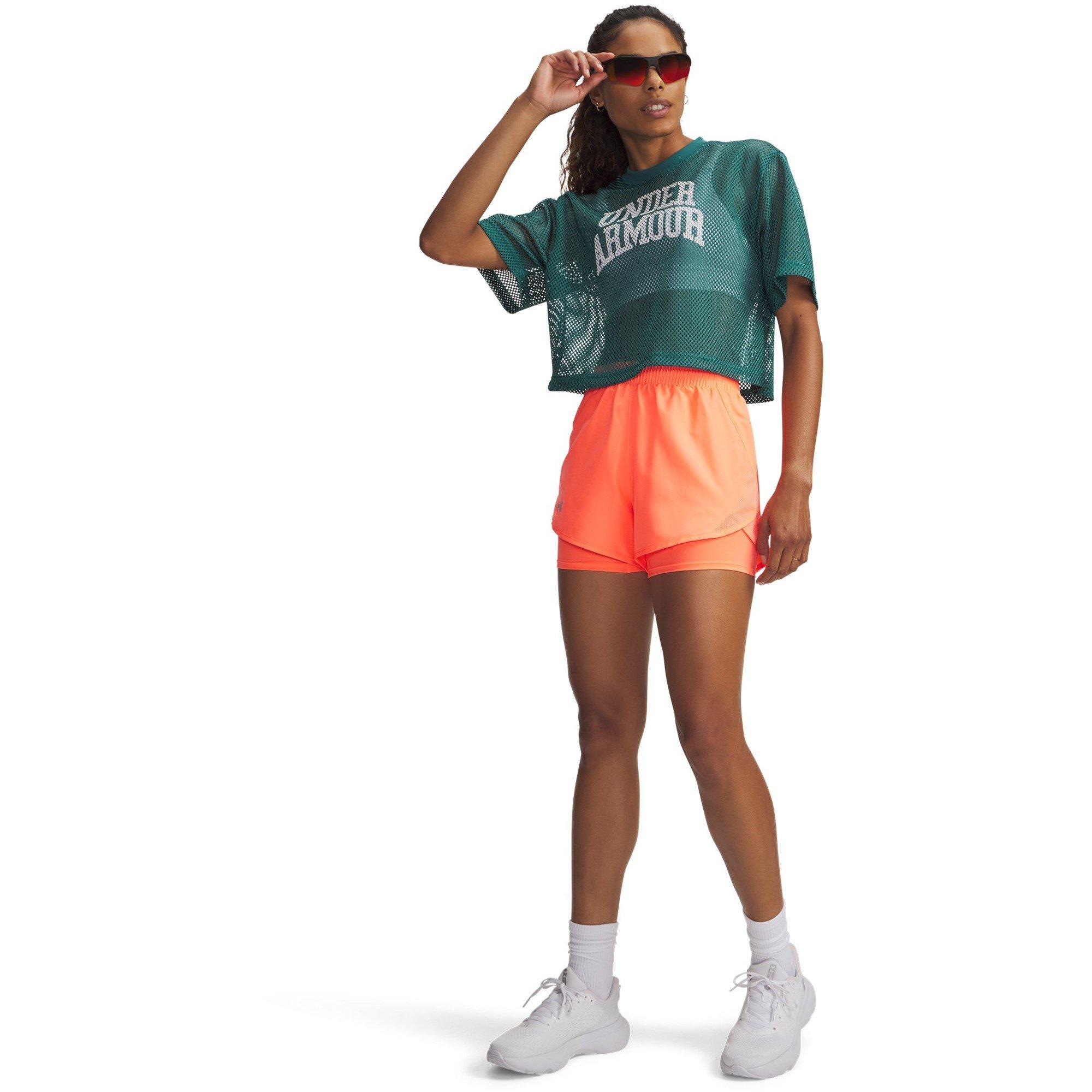 Tangerine/Refl - Under Armour - Womens Fly By Performance Running Shorts - 4