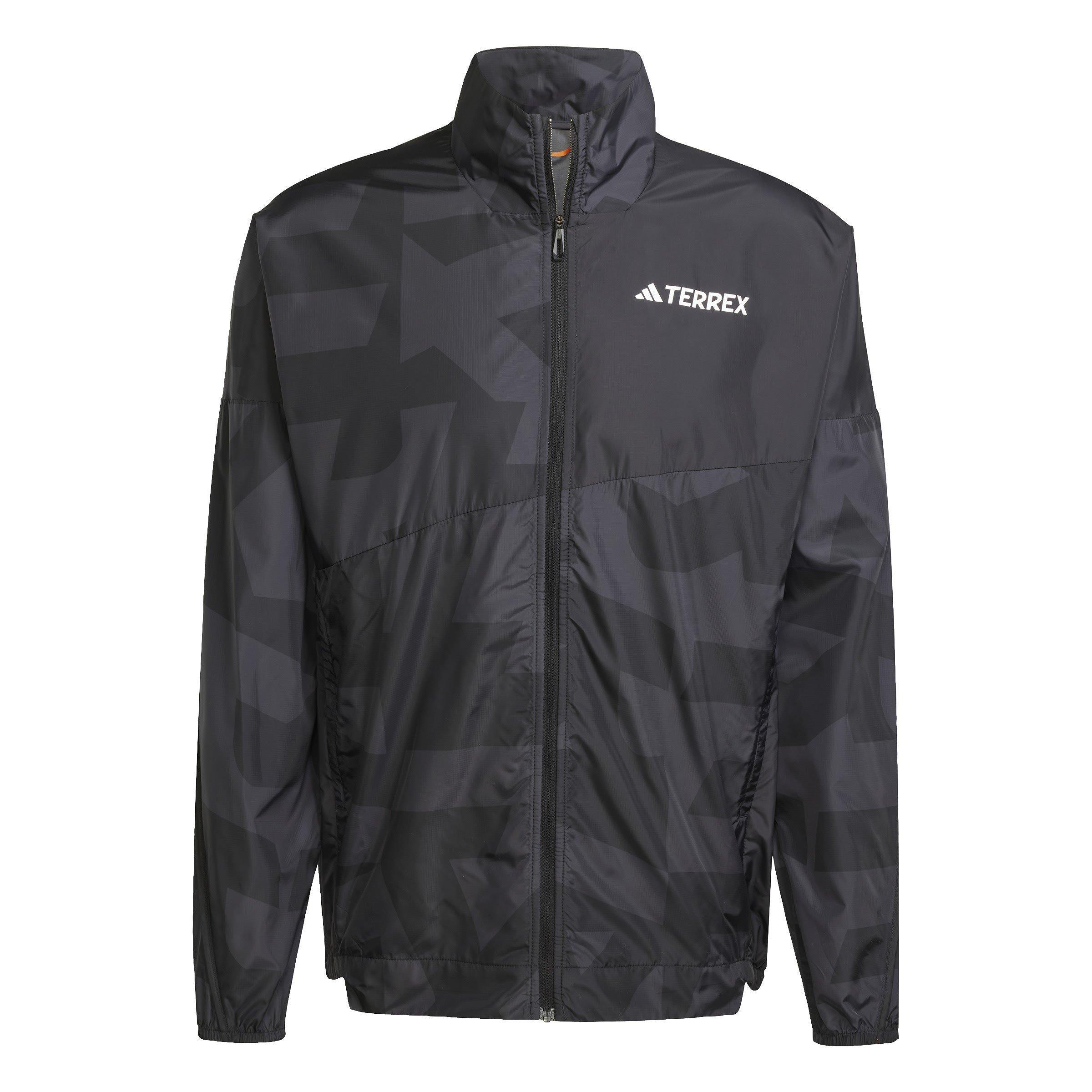 Black/Carbon - adidas - Men's Terrex Multi Printed Lightweight Packable Windbreaker Waterproof Jacket - 1